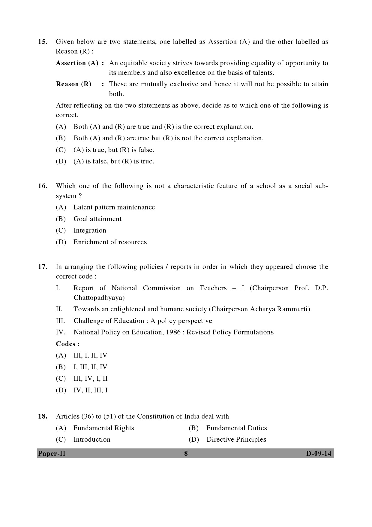 UGC NET Education Question Paper II December 2014 8