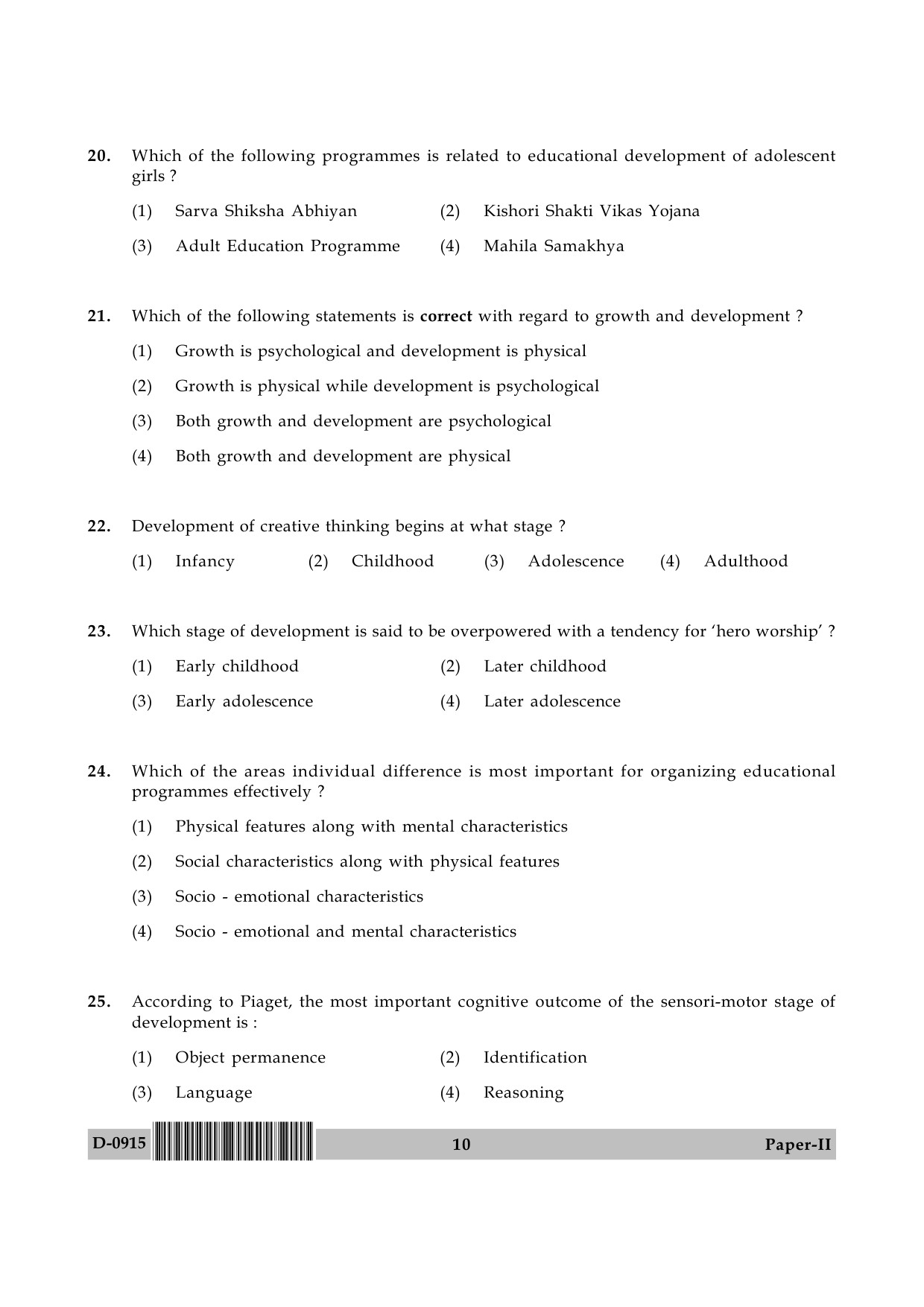 UGC NET Education Question Paper II December 2015 10