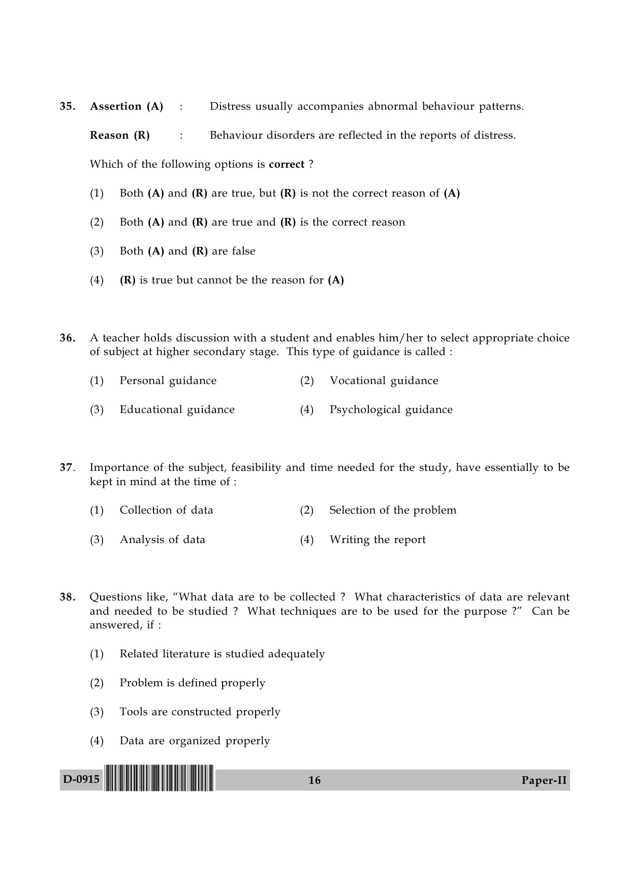 UGC NET Education Question Paper II December 2015 16