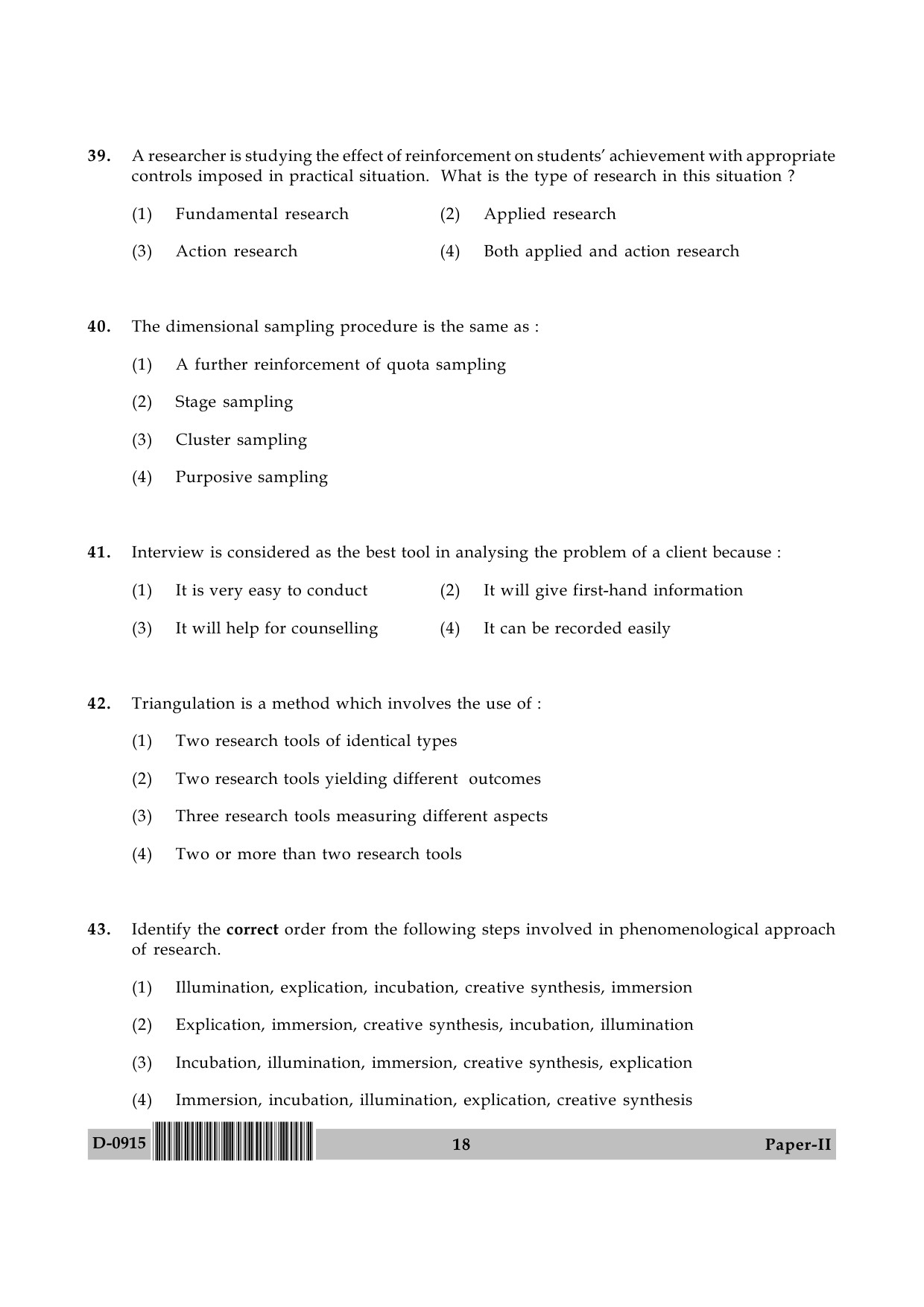 UGC NET Education Question Paper II December 2015 18