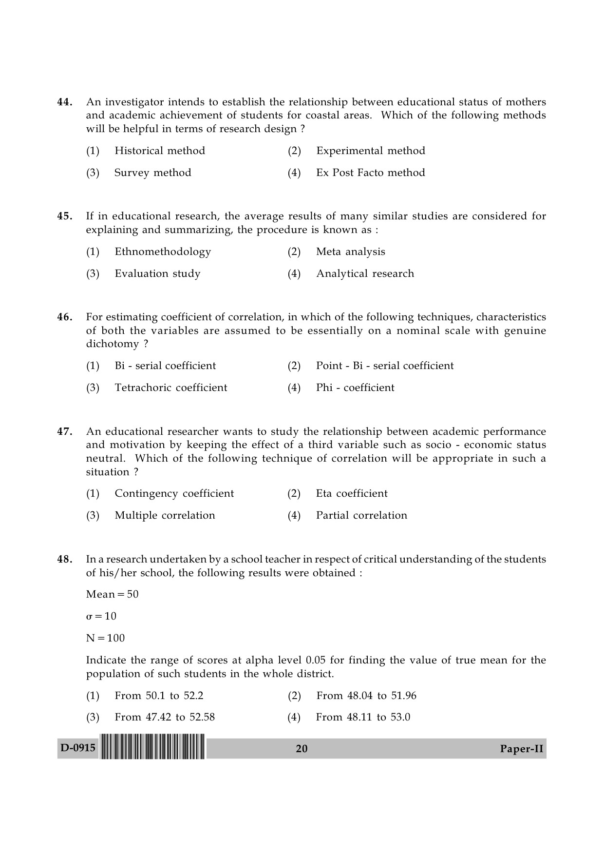 UGC NET Education Question Paper II December 2015 20