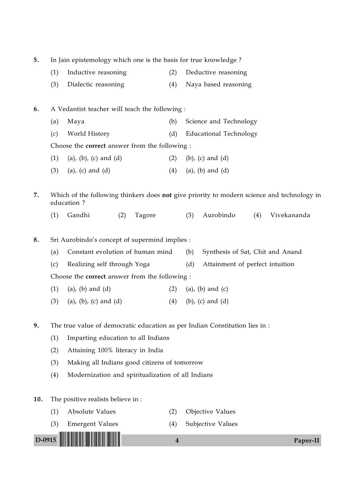 UGC NET Education Question Paper II December 2015 4