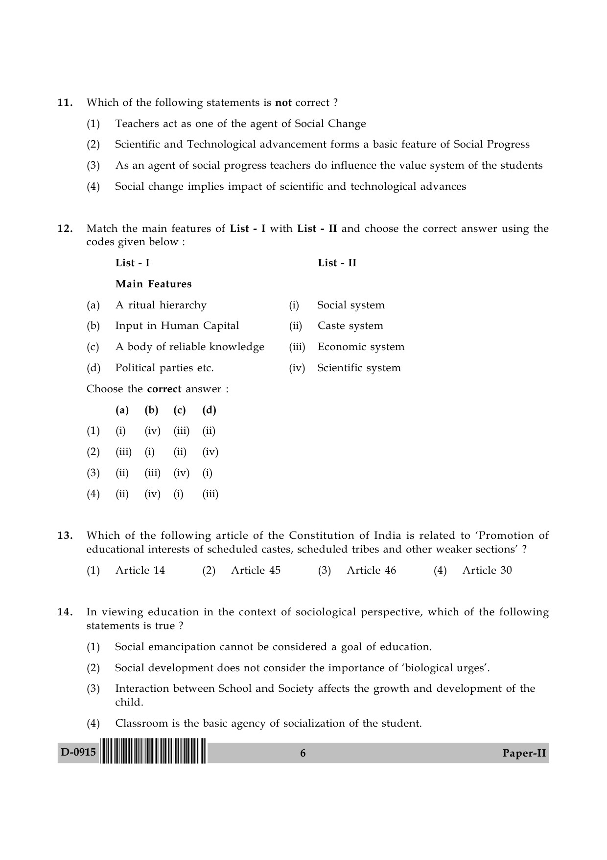 UGC NET Education Question Paper II December 2015 6