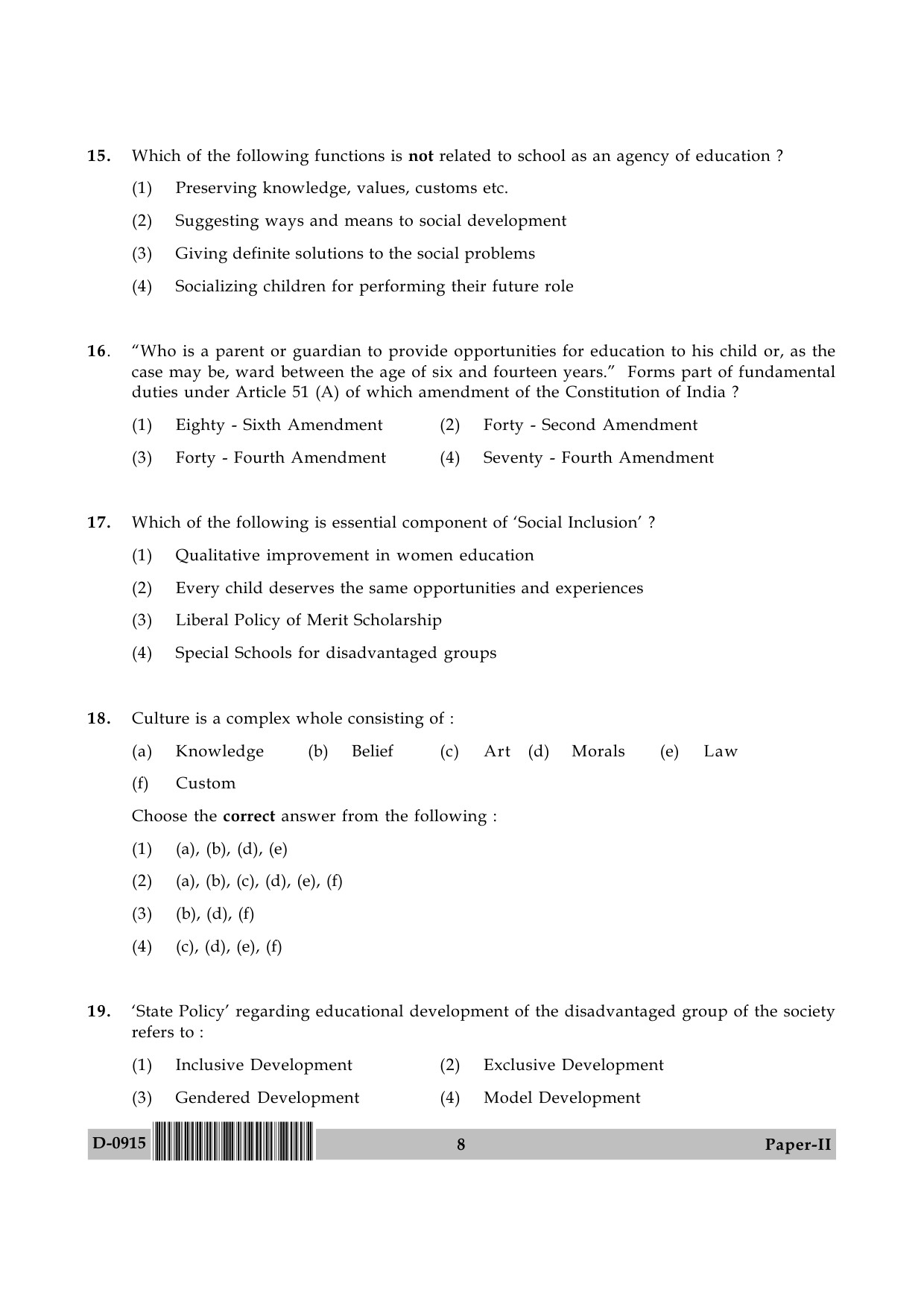 UGC NET Education Question Paper II December 2015 8