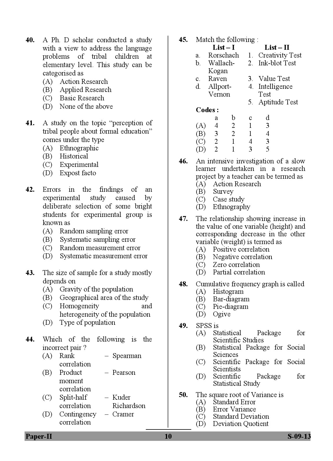 UGC NET Education Question Paper II Exam September 2013 10