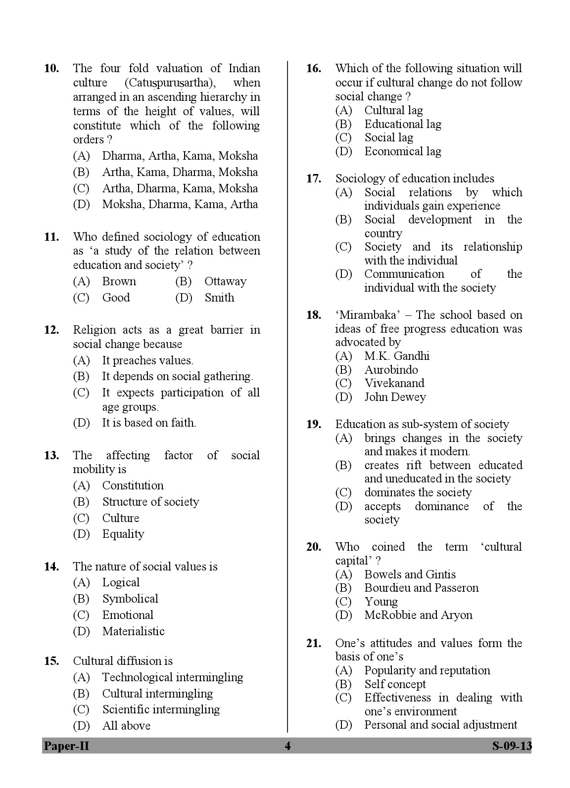 UGC NET Education Question Paper II Exam September 2013 4