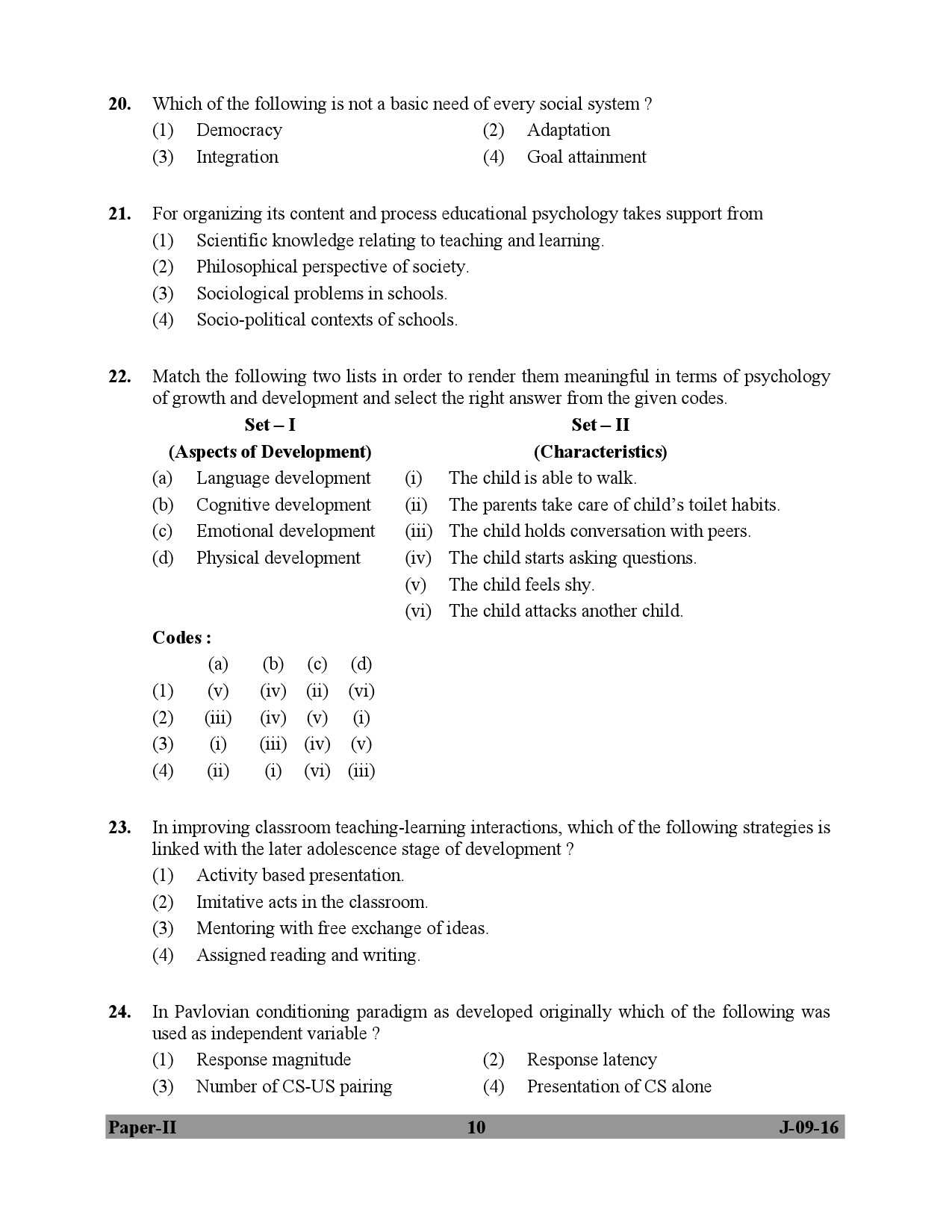 UGC NET Education Question Paper II July 2016 10