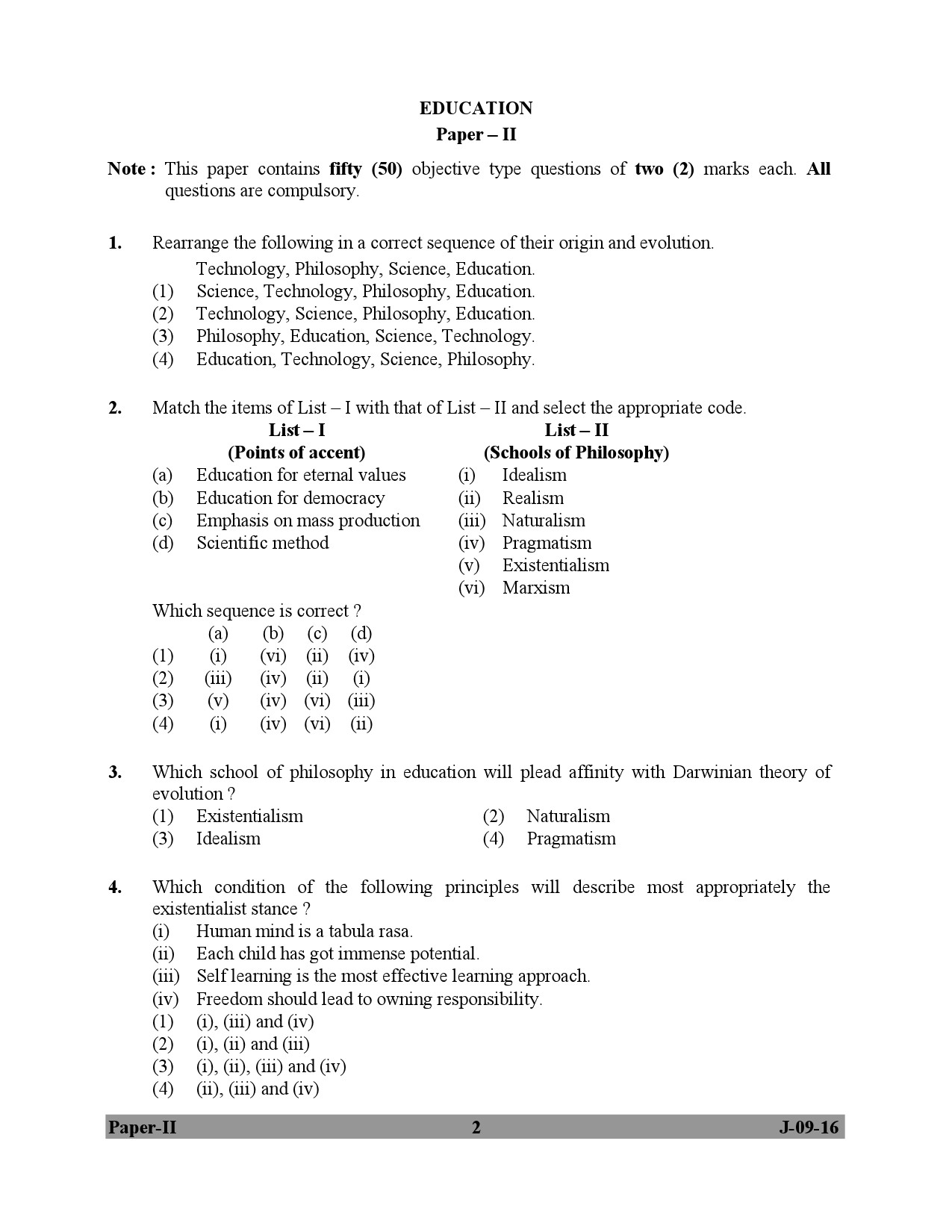 UGC NET Education Question Paper II July 2016 2