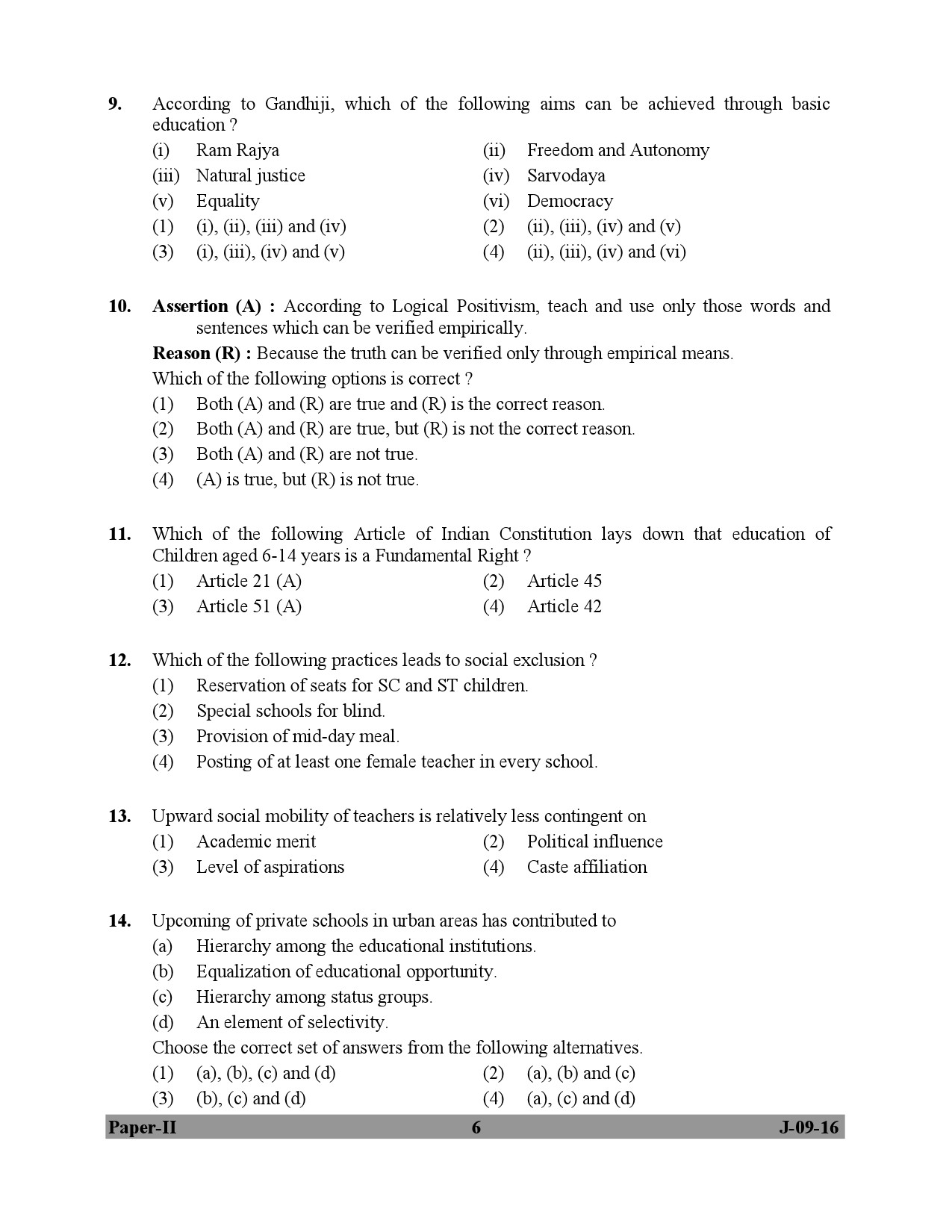 UGC NET Education Question Paper II July 2016 6