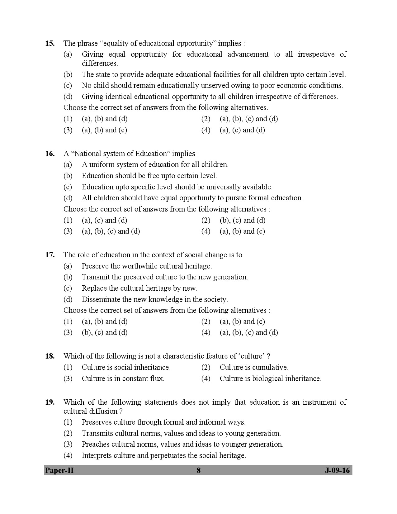 UGC NET Education Question Paper II July 2016 8