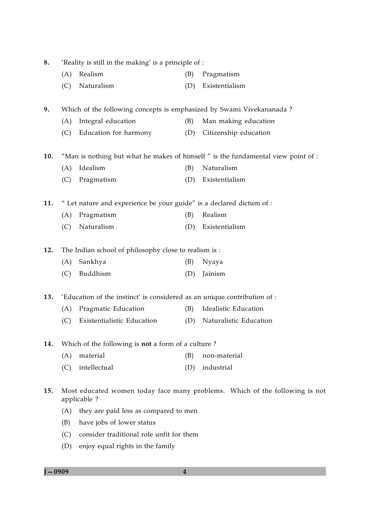 UGC NET Education Question Paper II June 2009 4