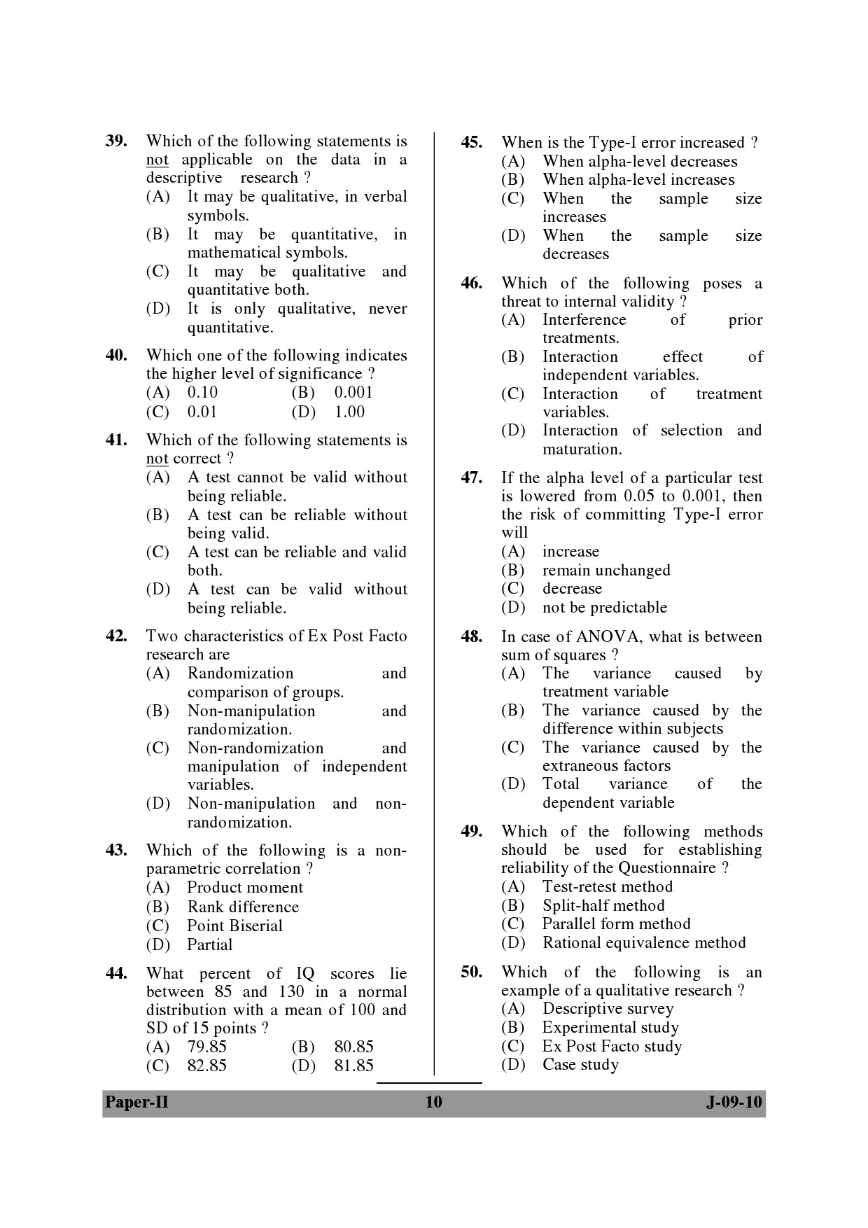 UGC NET Education Question Paper II June 2010 10