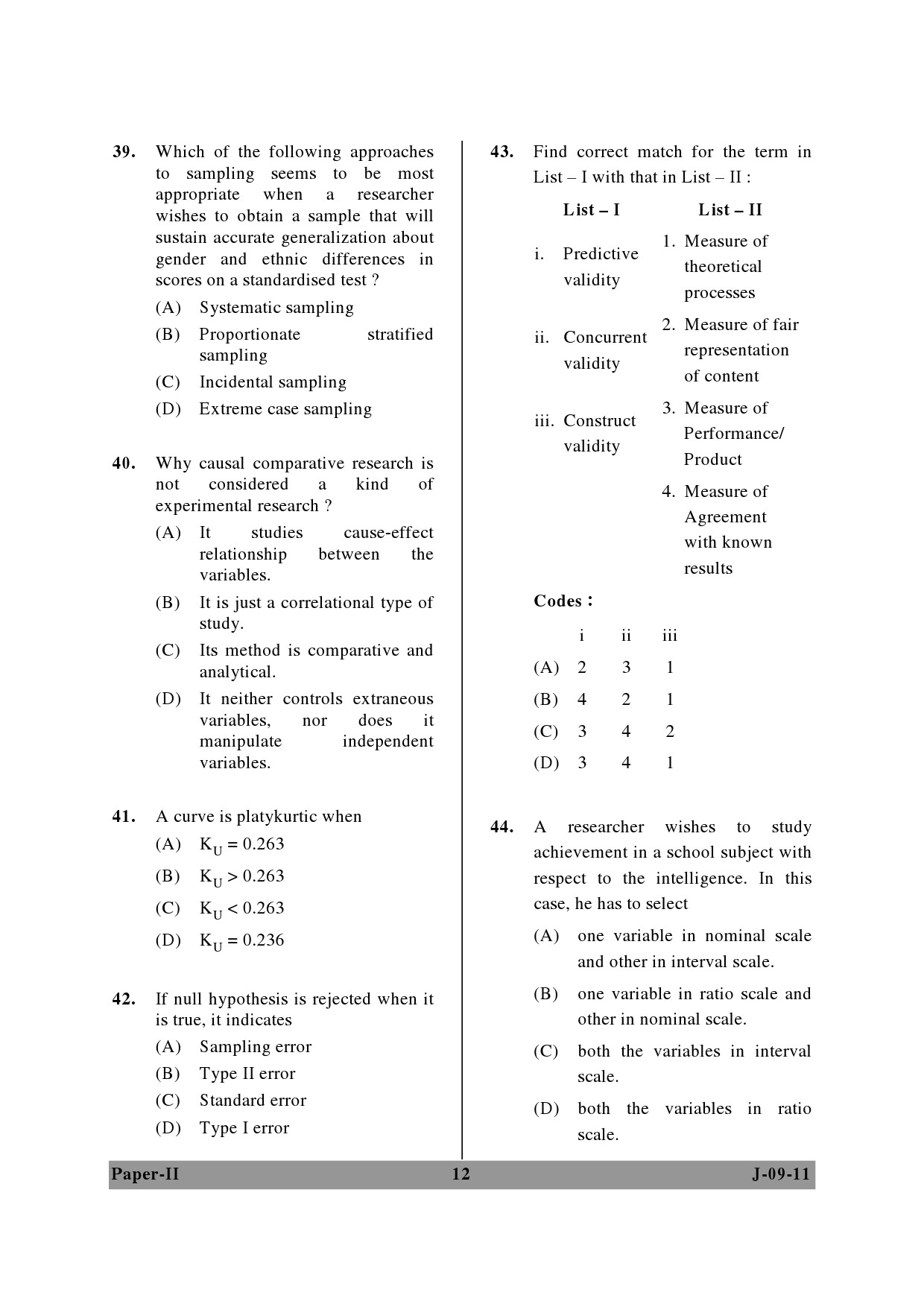 UGC NET Education Question Paper II June 2011 12