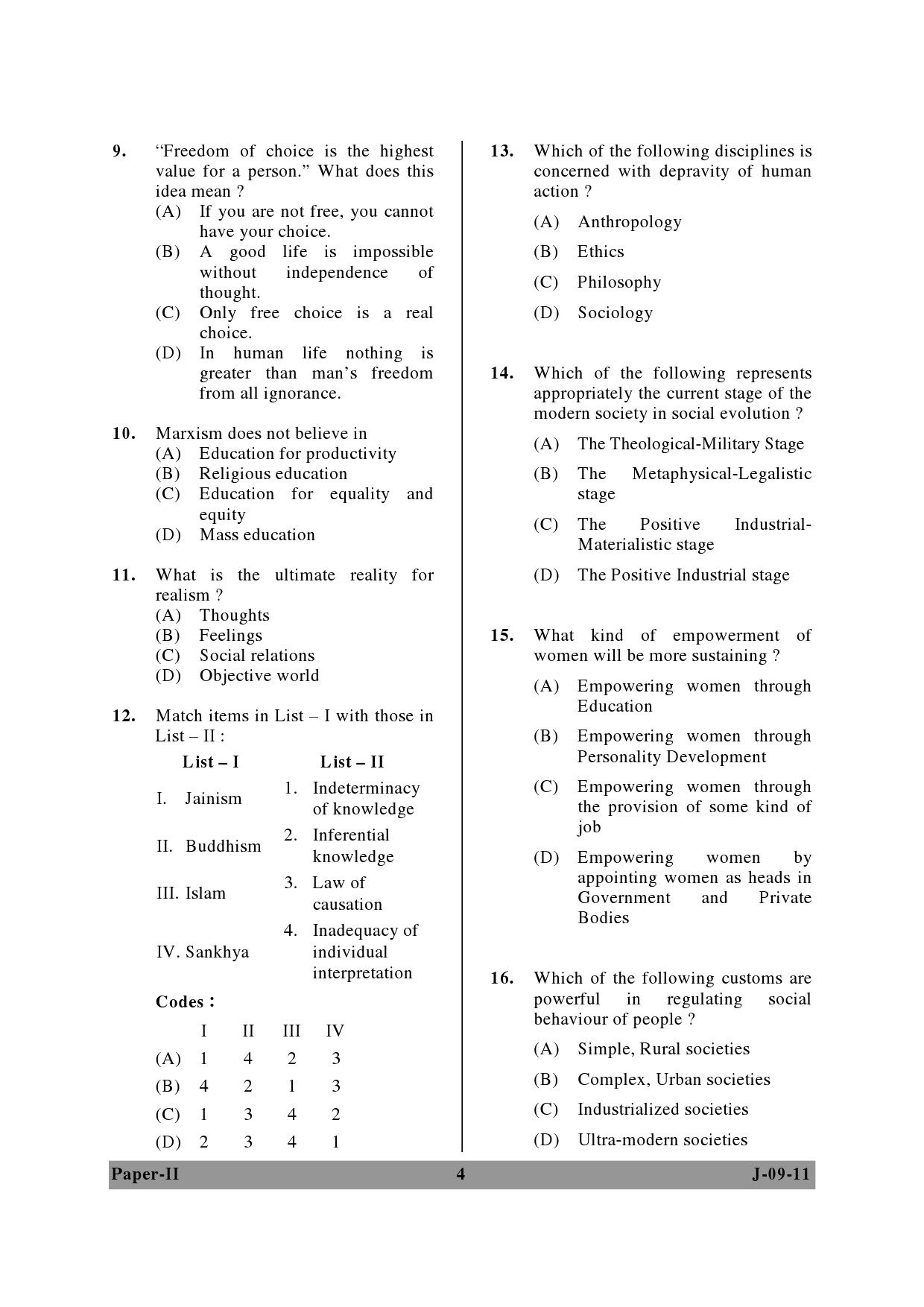 UGC NET Education Question Paper II June 2011 4