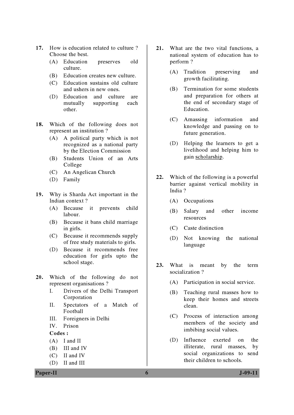 UGC NET Education Question Paper II June 2011 6