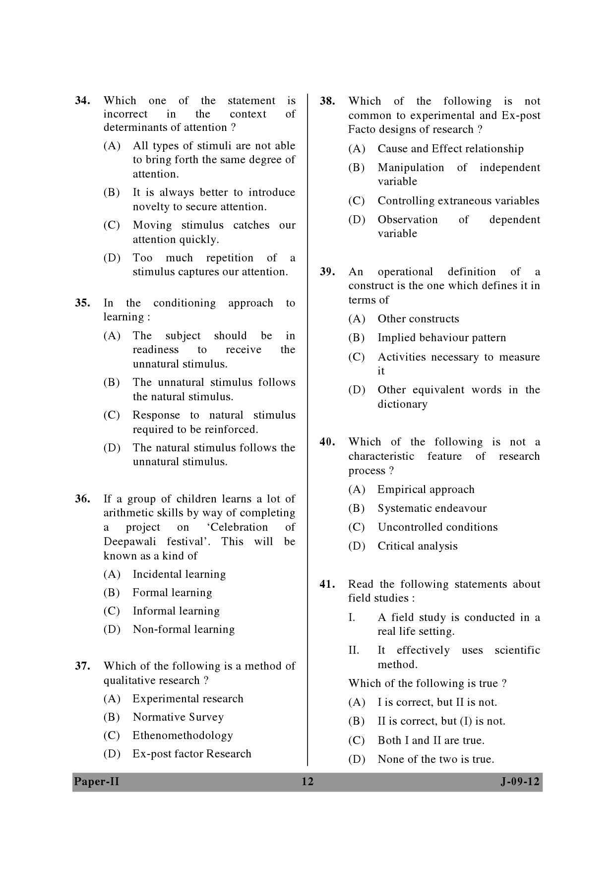 UGC NET Education Question Paper II June 2012 12