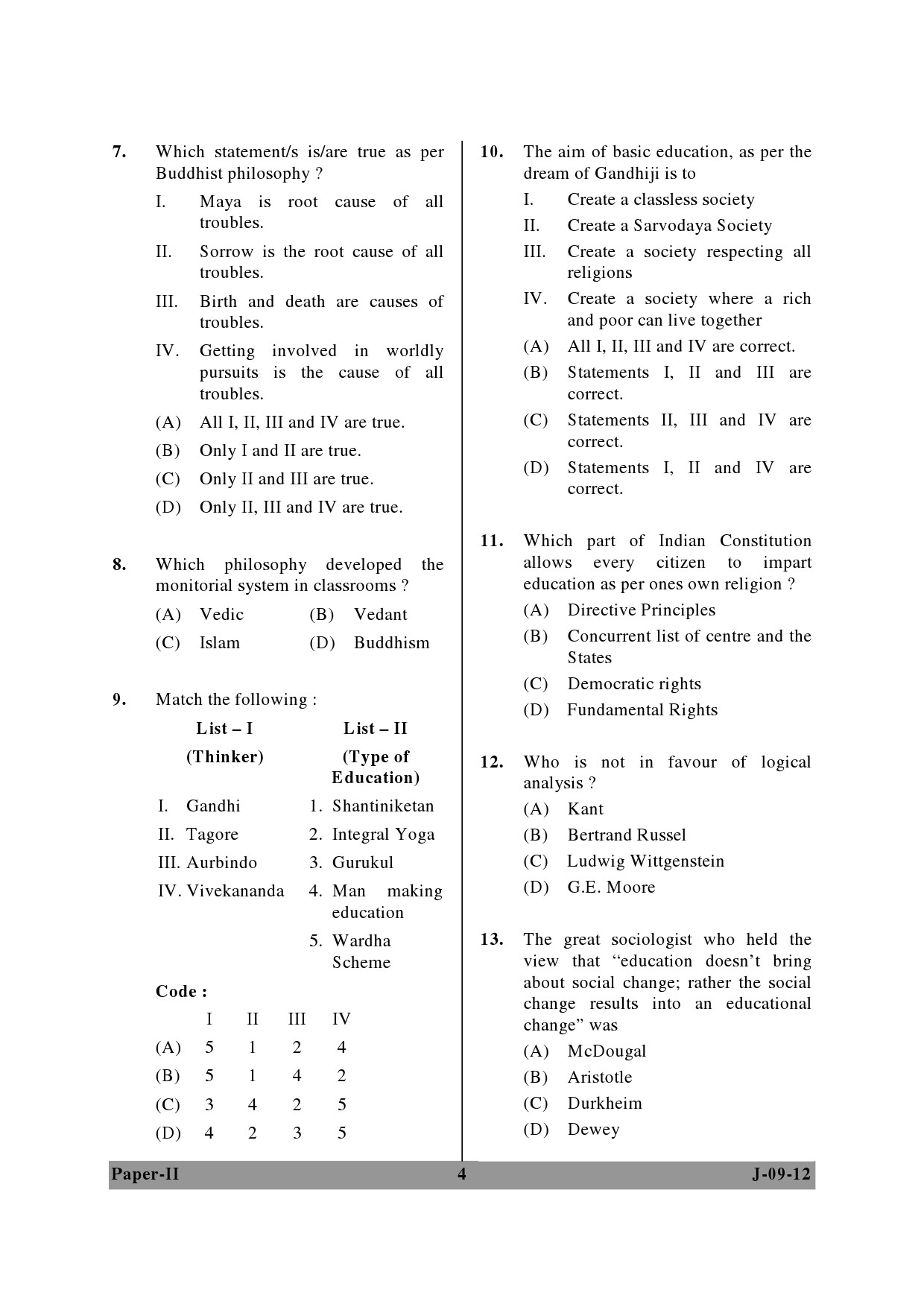 UGC NET Education Question Paper II June 2012 4