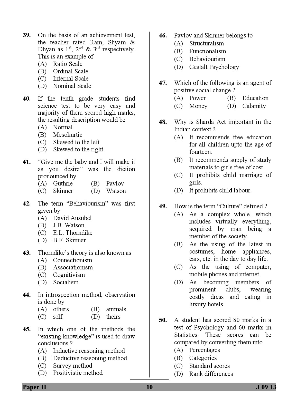 UGC NET Education Question Paper II June 2013 10