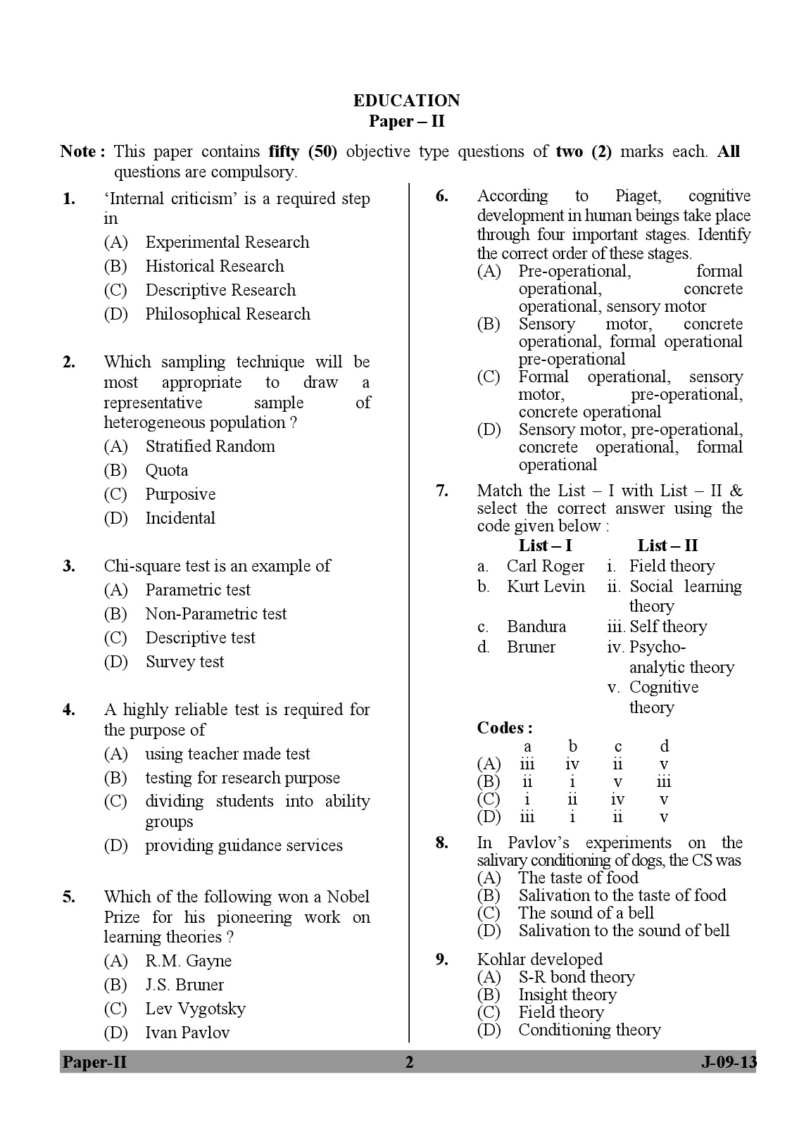 UGC NET Education Question Paper II June 2013 2