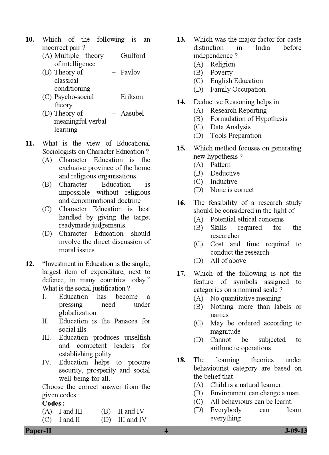 UGC NET Education Question Paper II June 2013 4