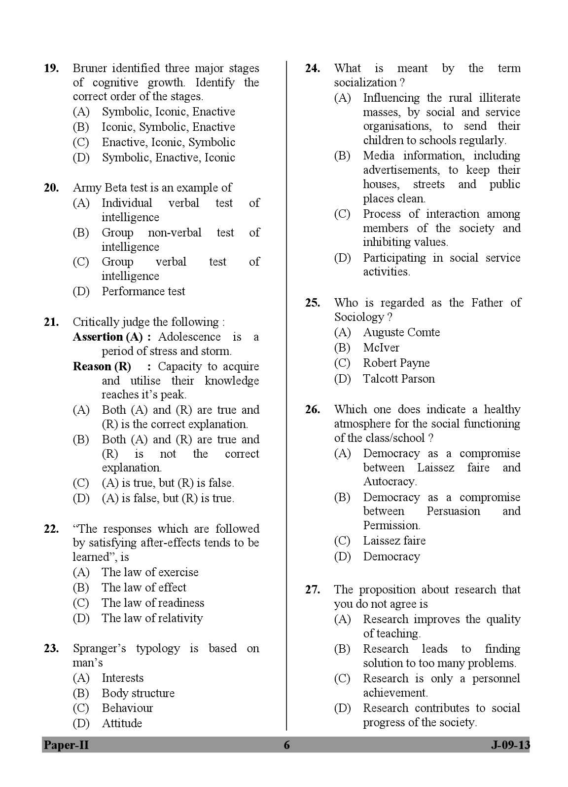 UGC NET Education Question Paper II June 2013 6