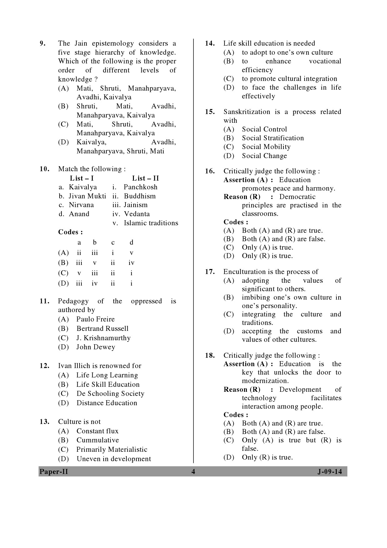 UGC NET Education Question Paper II June 2014 4