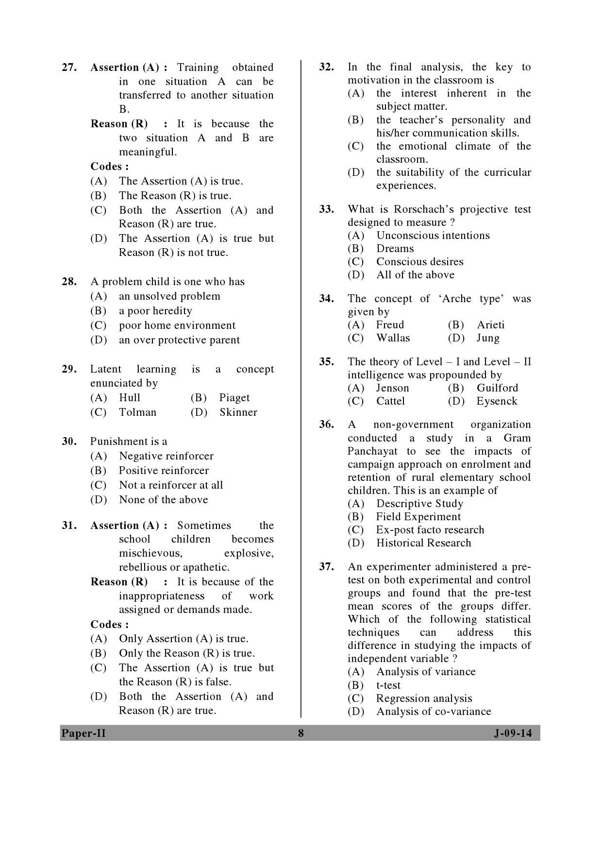 UGC NET Education Question Paper II June 2014 8