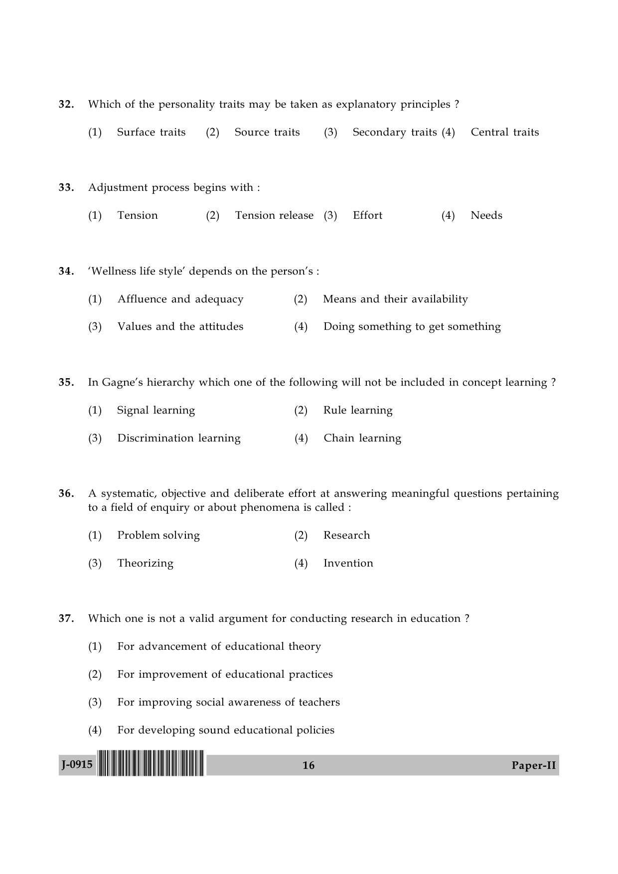 UGC NET Education Question Paper II June 2015 16