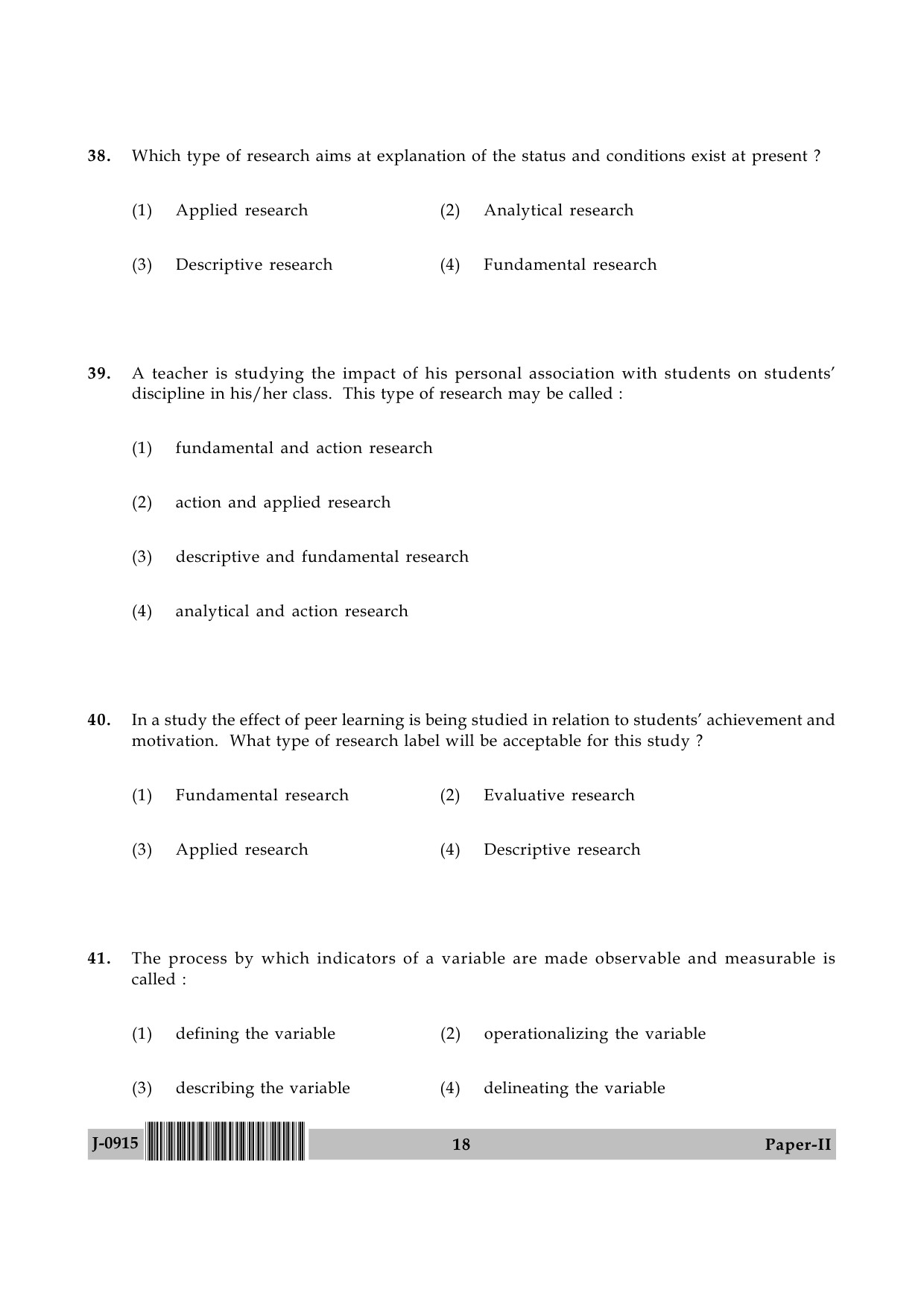 UGC NET Education Question Paper II June 2015 18