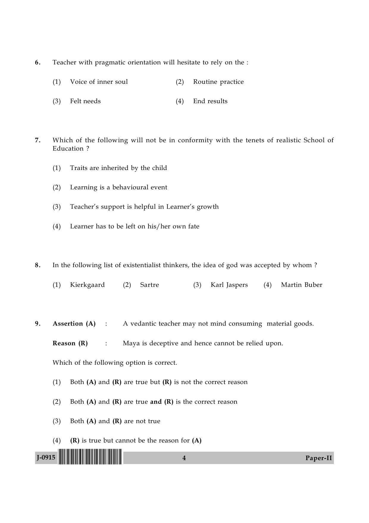 UGC NET Education Question Paper II June 2015 4