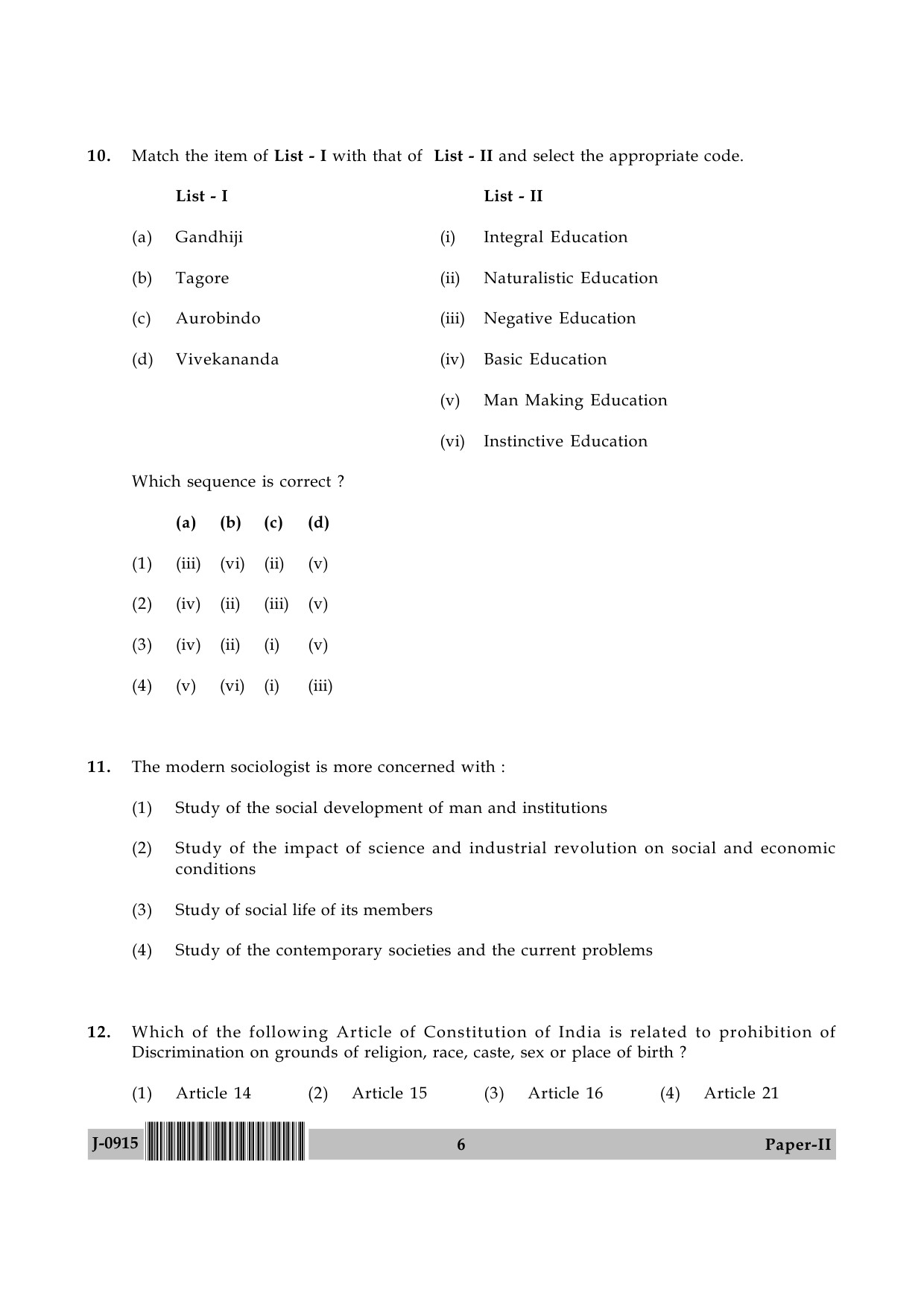 UGC NET Education Question Paper II June 2015 6