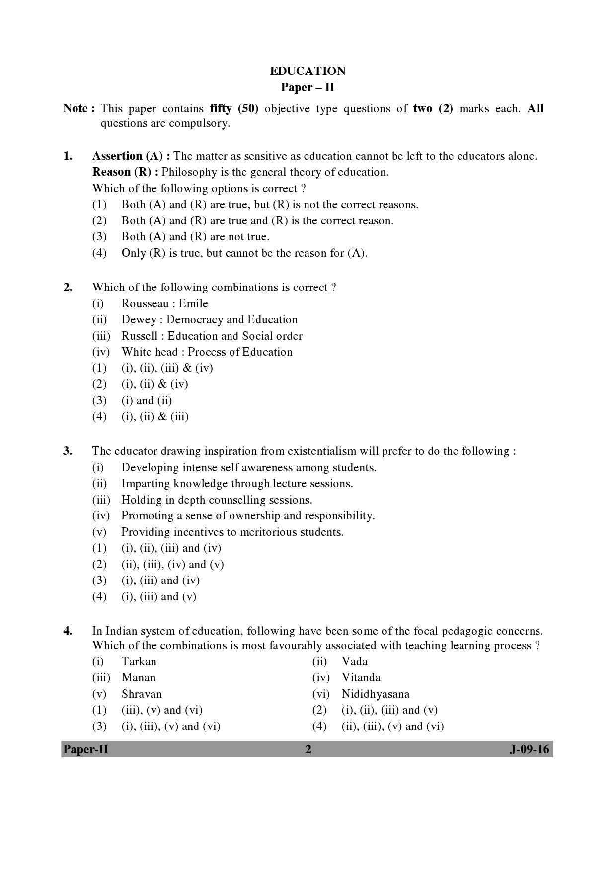 UGC NET Education Question Paper II Set 2 July 2016 2