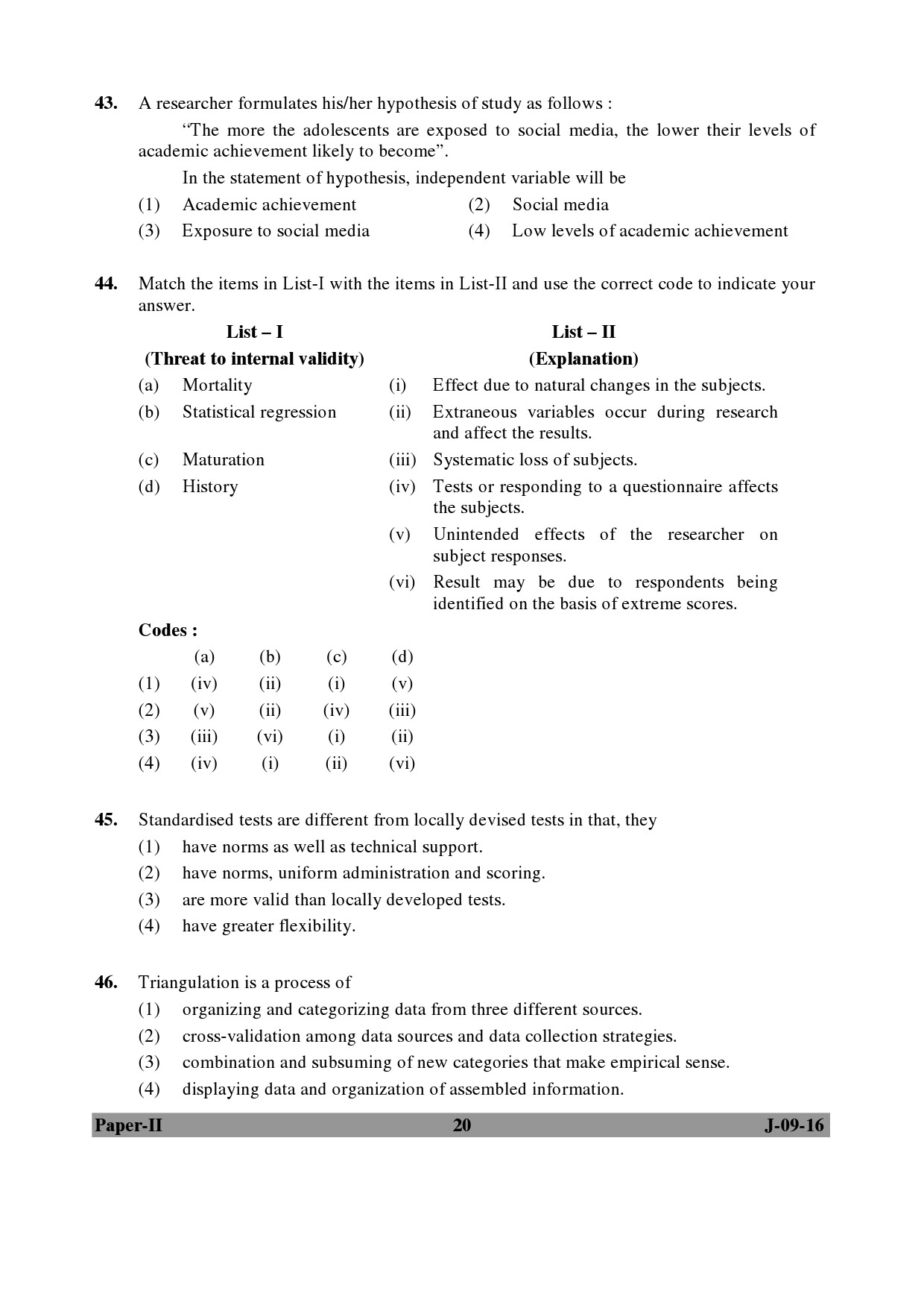 UGC NET Education Question Paper II Set 2 July 2016 20