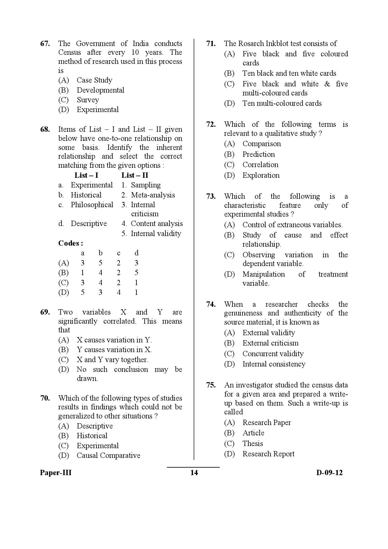 UGC NET Education Question Paper III December 2012 14