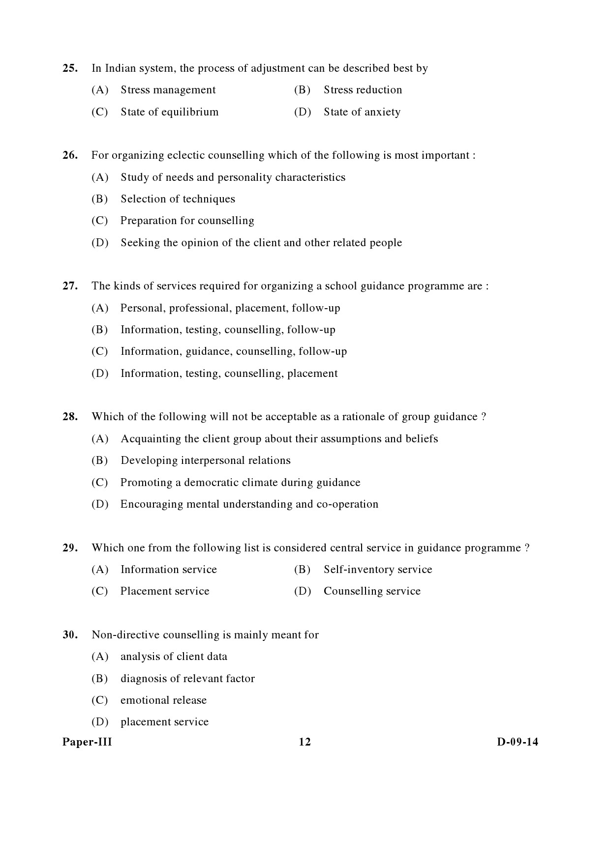 UGC NET Education Question Paper III December 2014 12