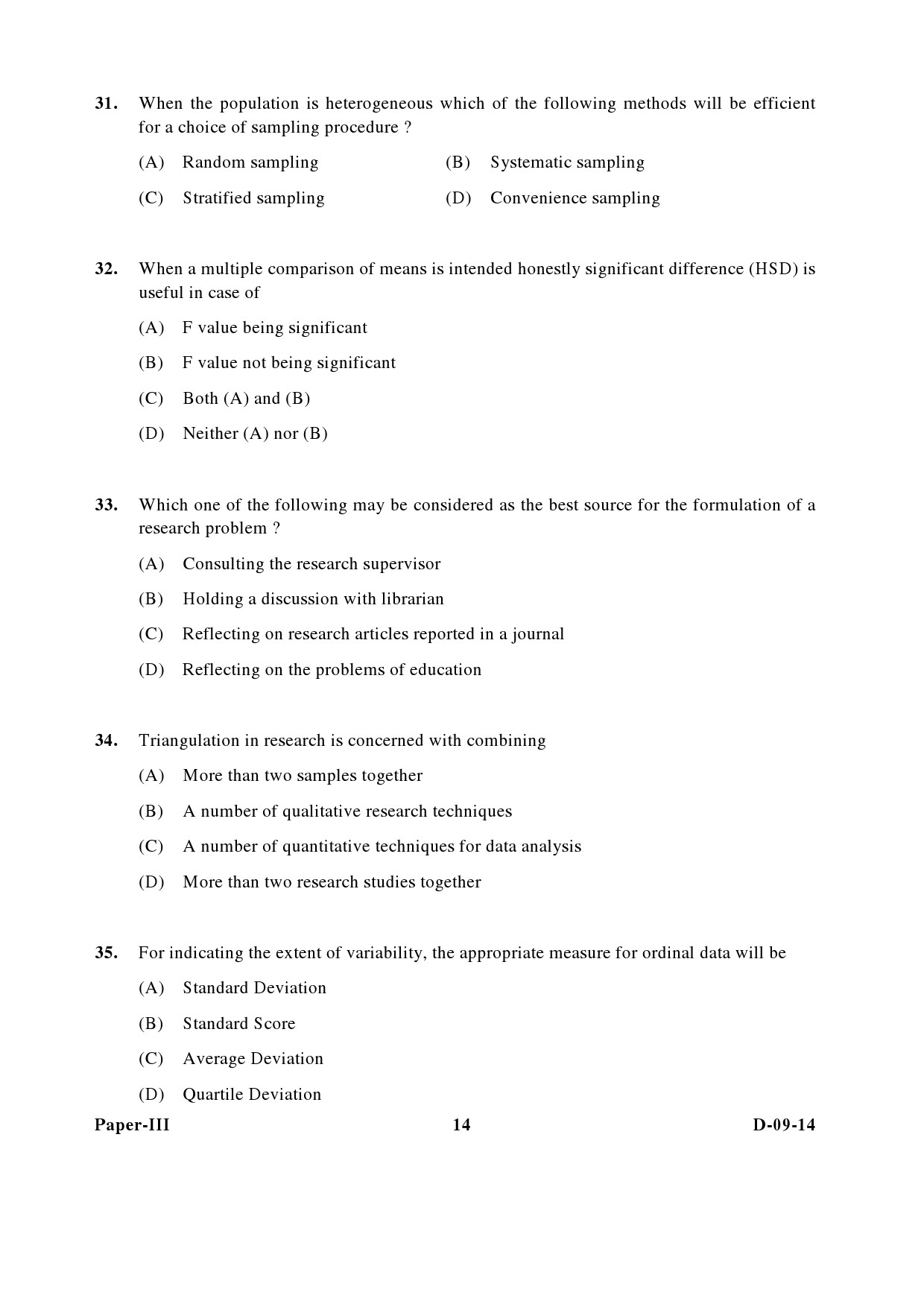 UGC NET Education Question Paper III December 2014 14