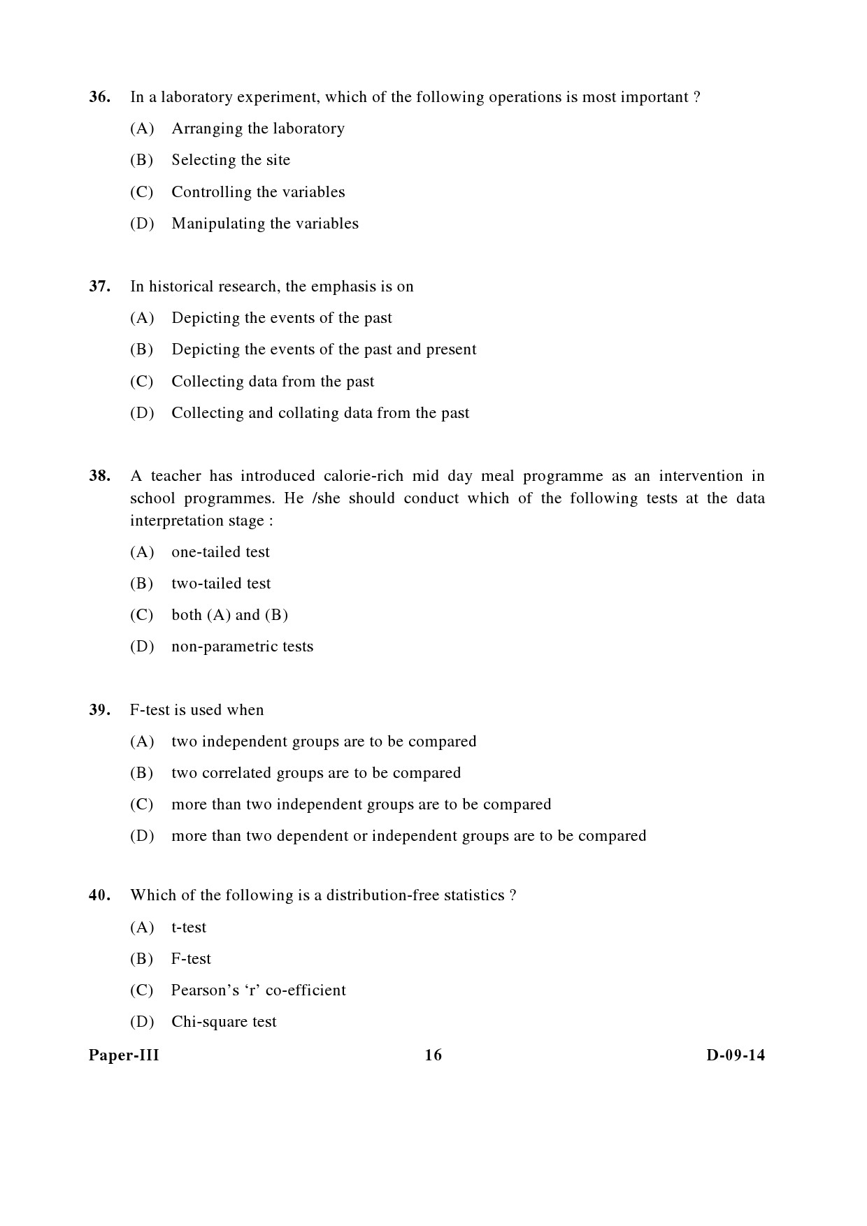 UGC NET Education Question Paper III December 2014 16