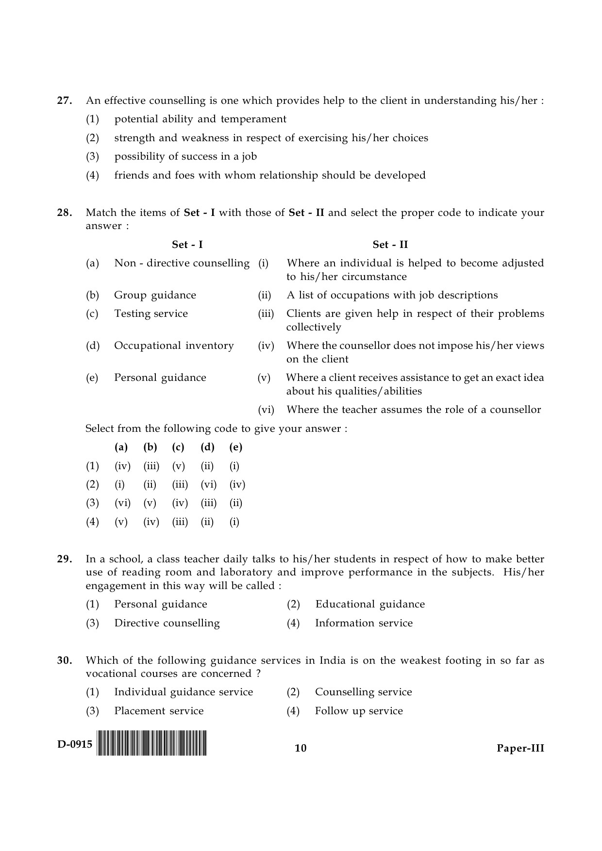 UGC NET Education Question Paper III December 2015 10