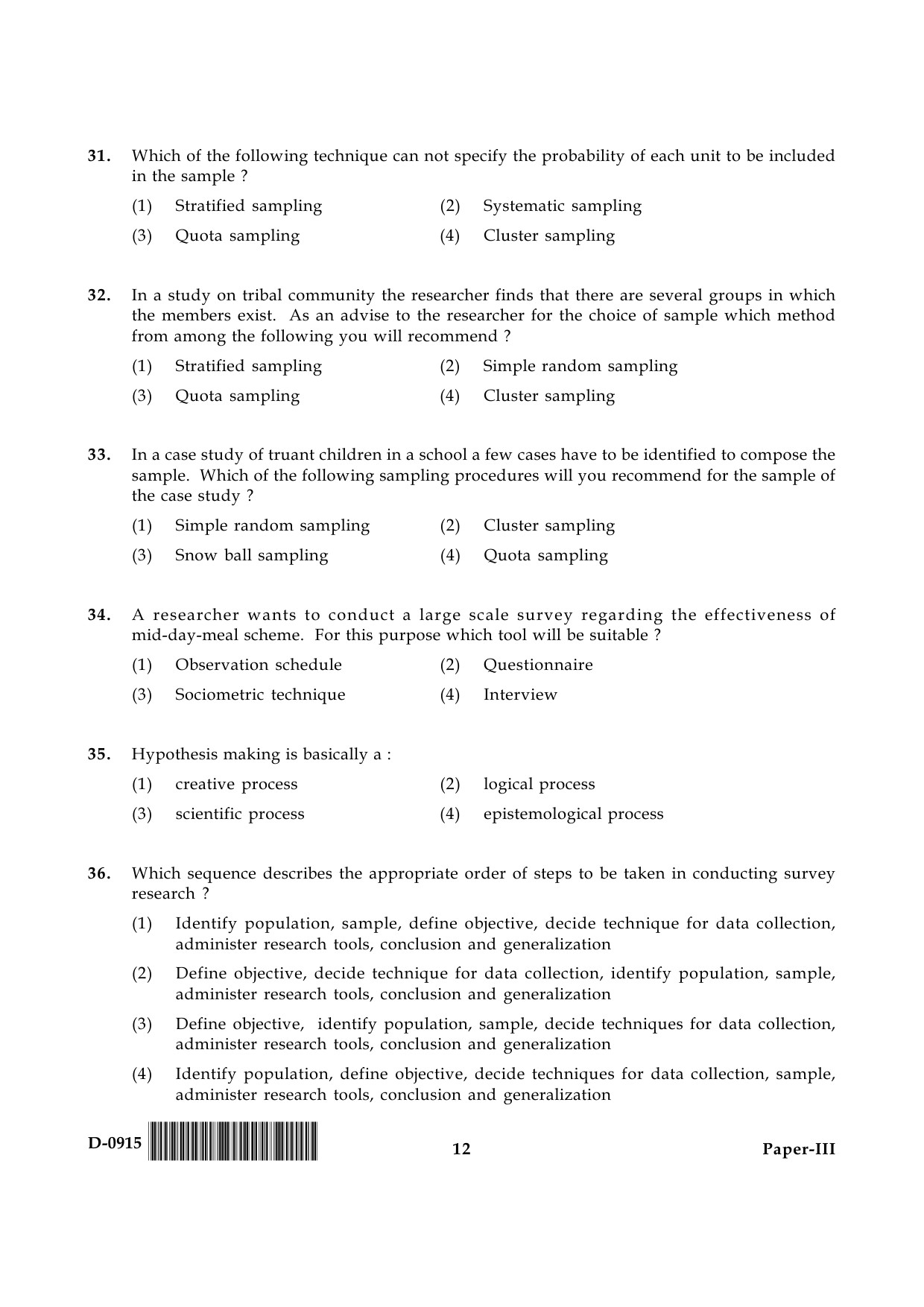 UGC NET Education Question Paper III December 2015 12