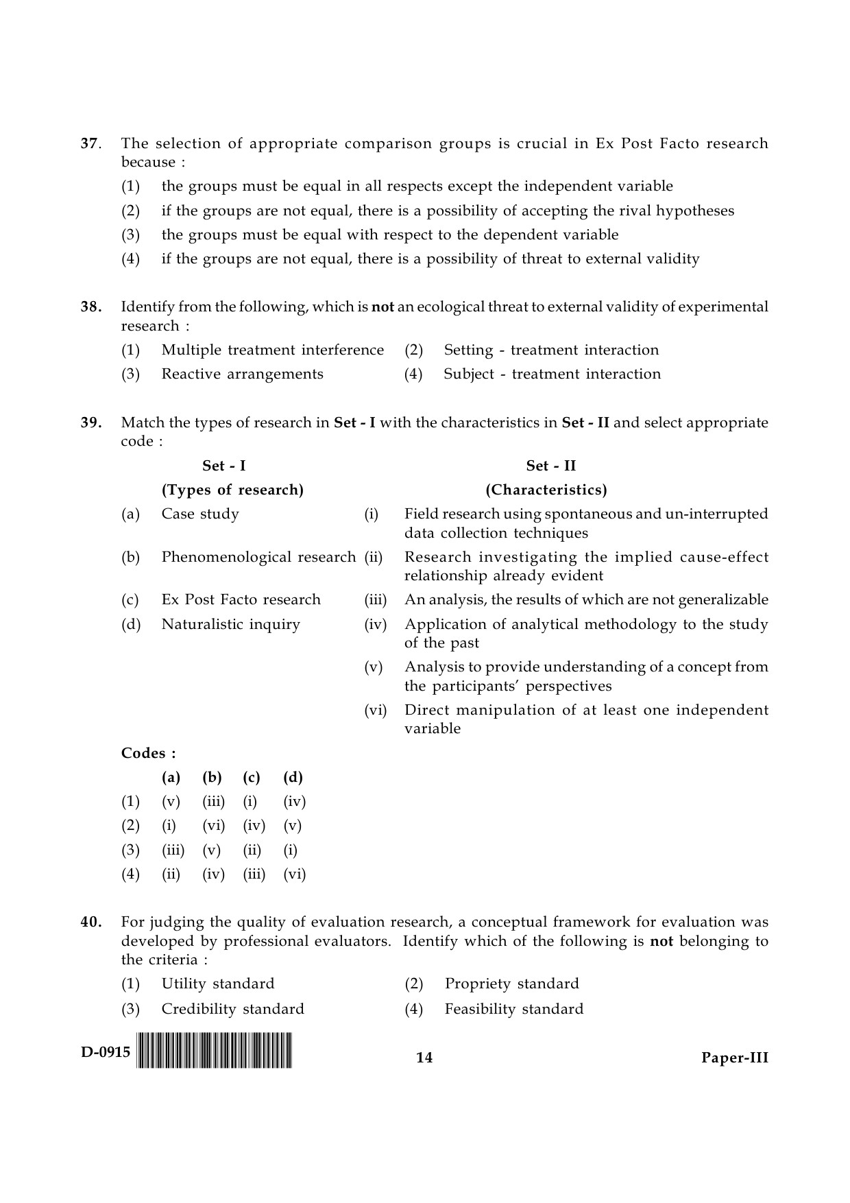 UGC NET Education Question Paper III December 2015 14