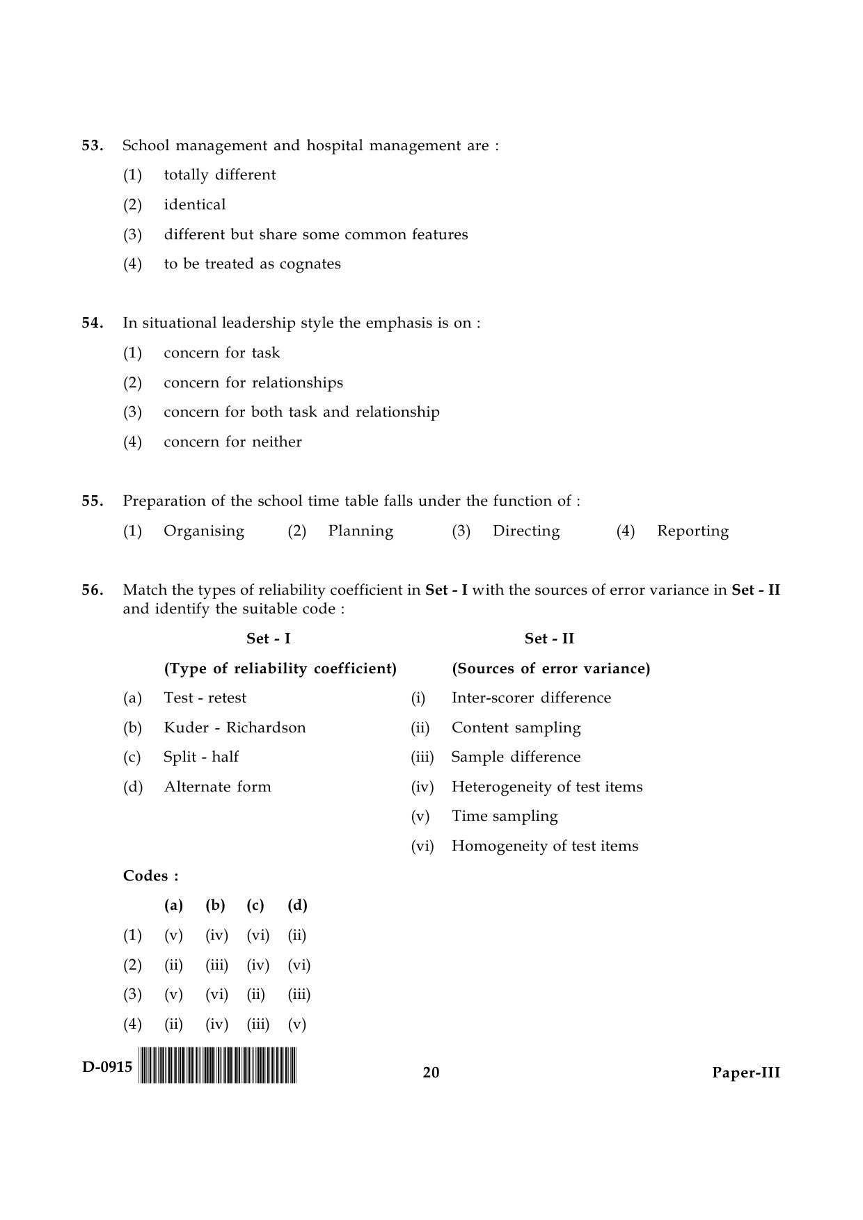 UGC NET Education Question Paper III December 2015 20