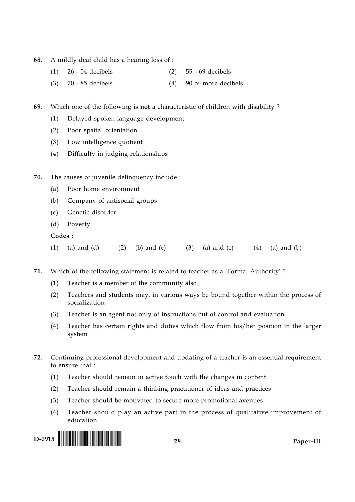 UGC NET Education Question Paper III December 2015 28