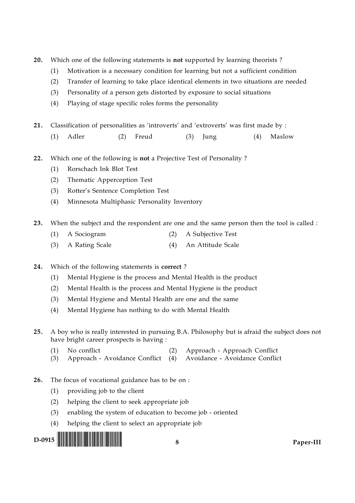 UGC NET Education Question Paper III December 2015 8