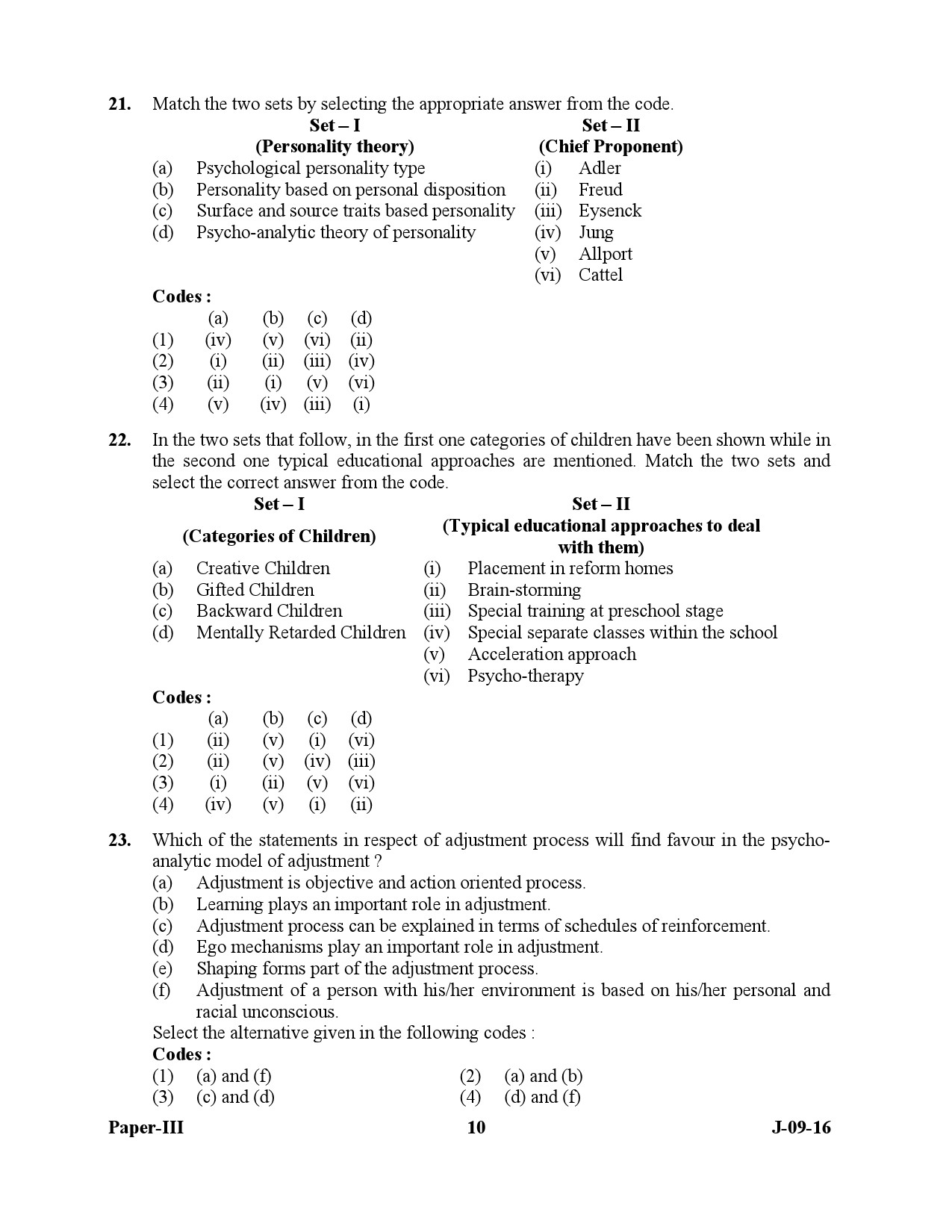 UGC NET Education Question Paper III July 2016 10