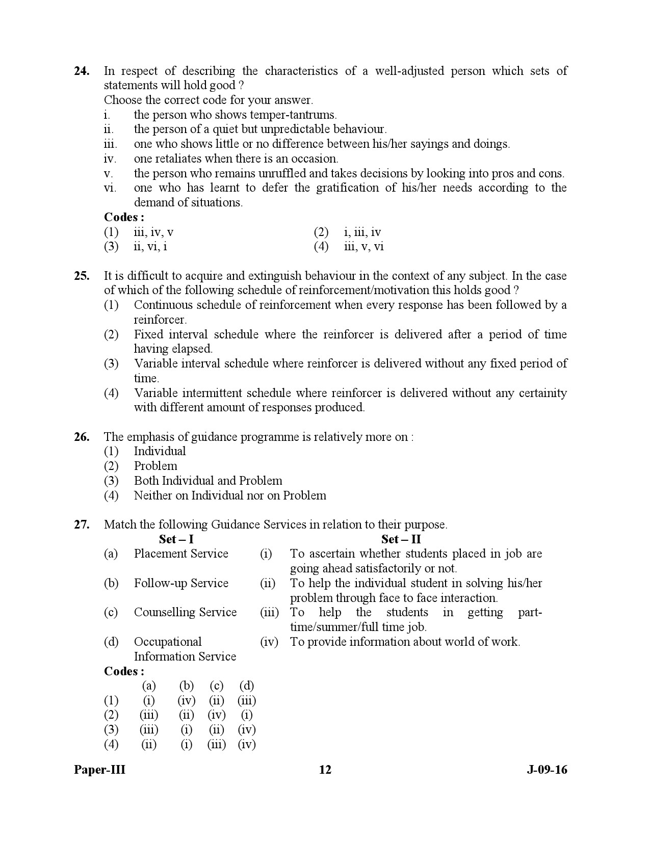 UGC NET Education Question Paper III July 2016 12