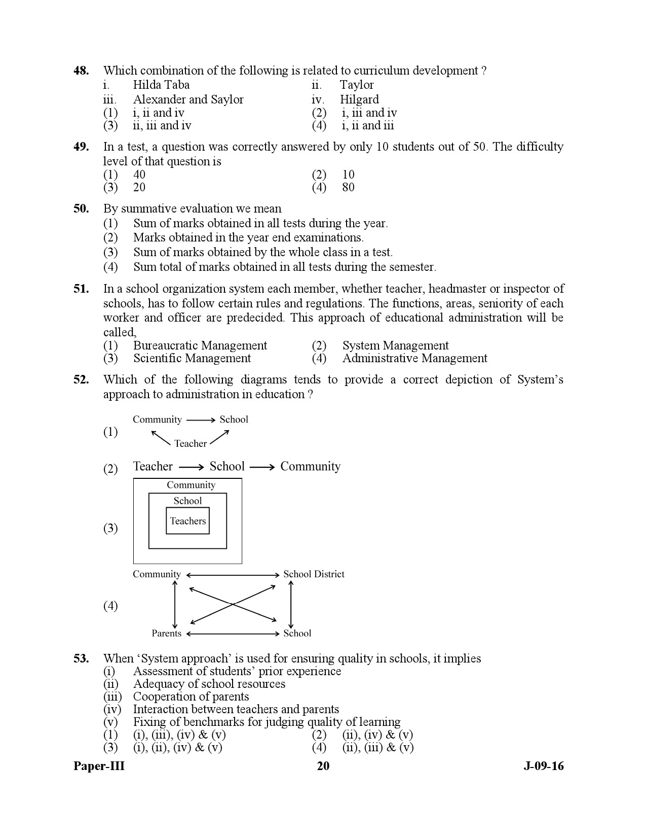 UGC NET Education Question Paper III July 2016 20