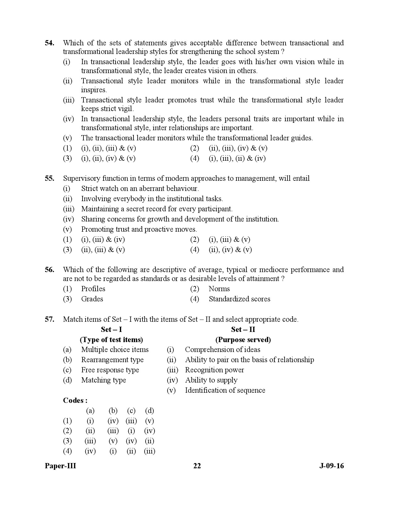 UGC NET Education Question Paper III July 2016 22