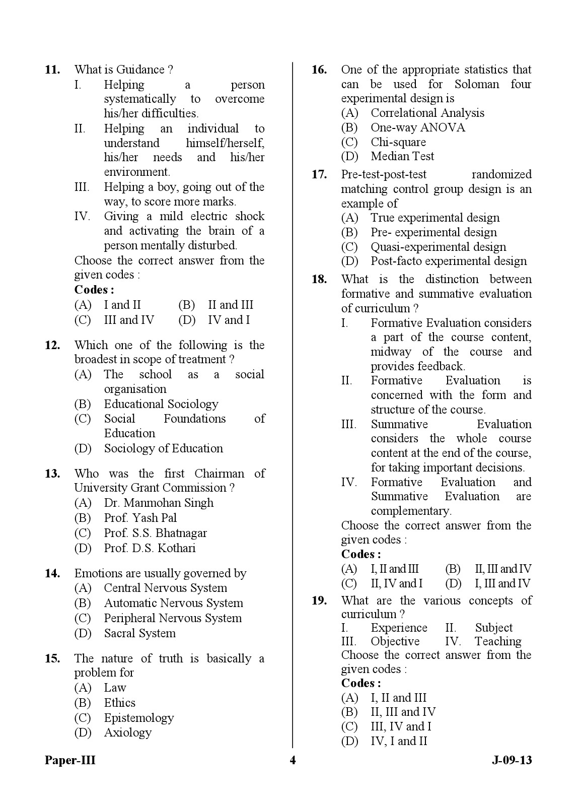 UGC NET Education Question Paper III June 2013 4