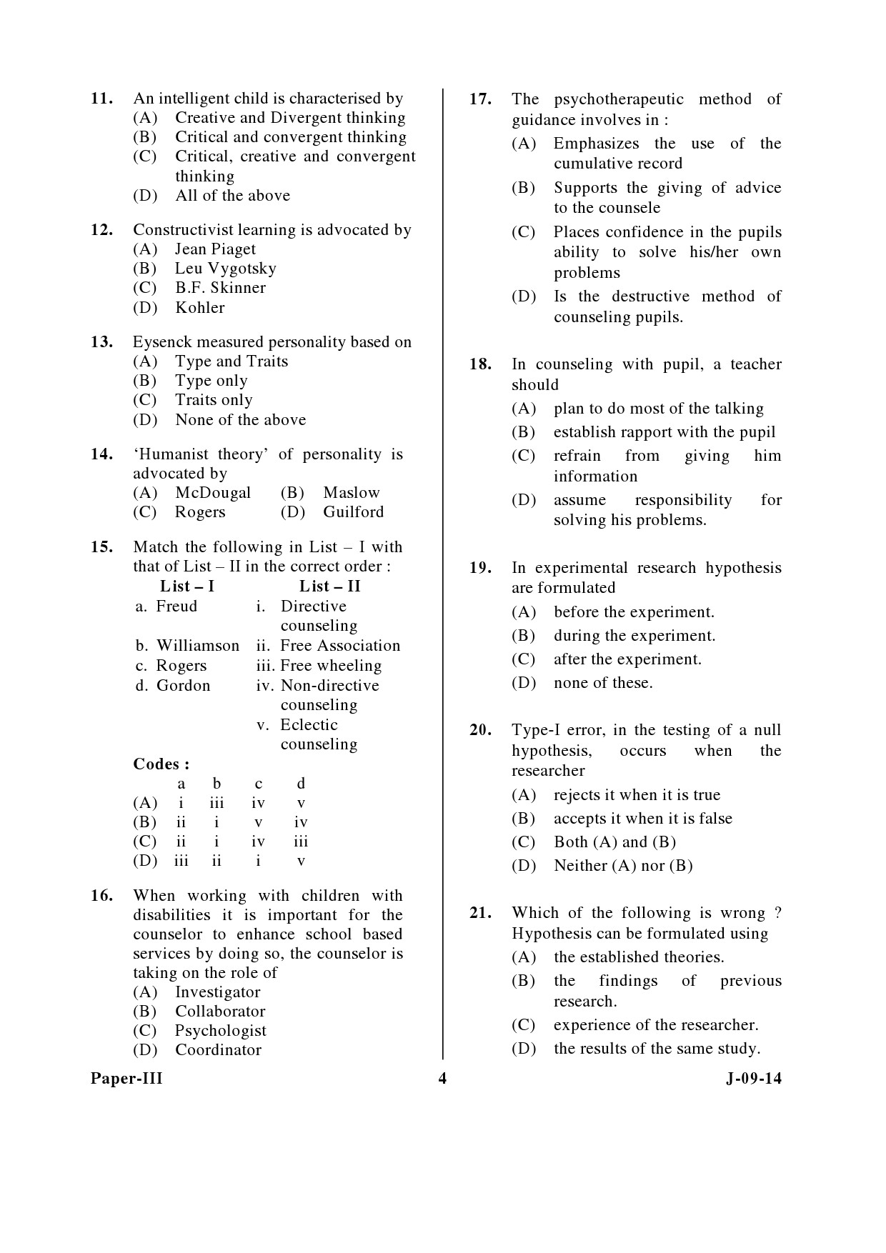 UGC NET Education Question Paper III June 2014 4