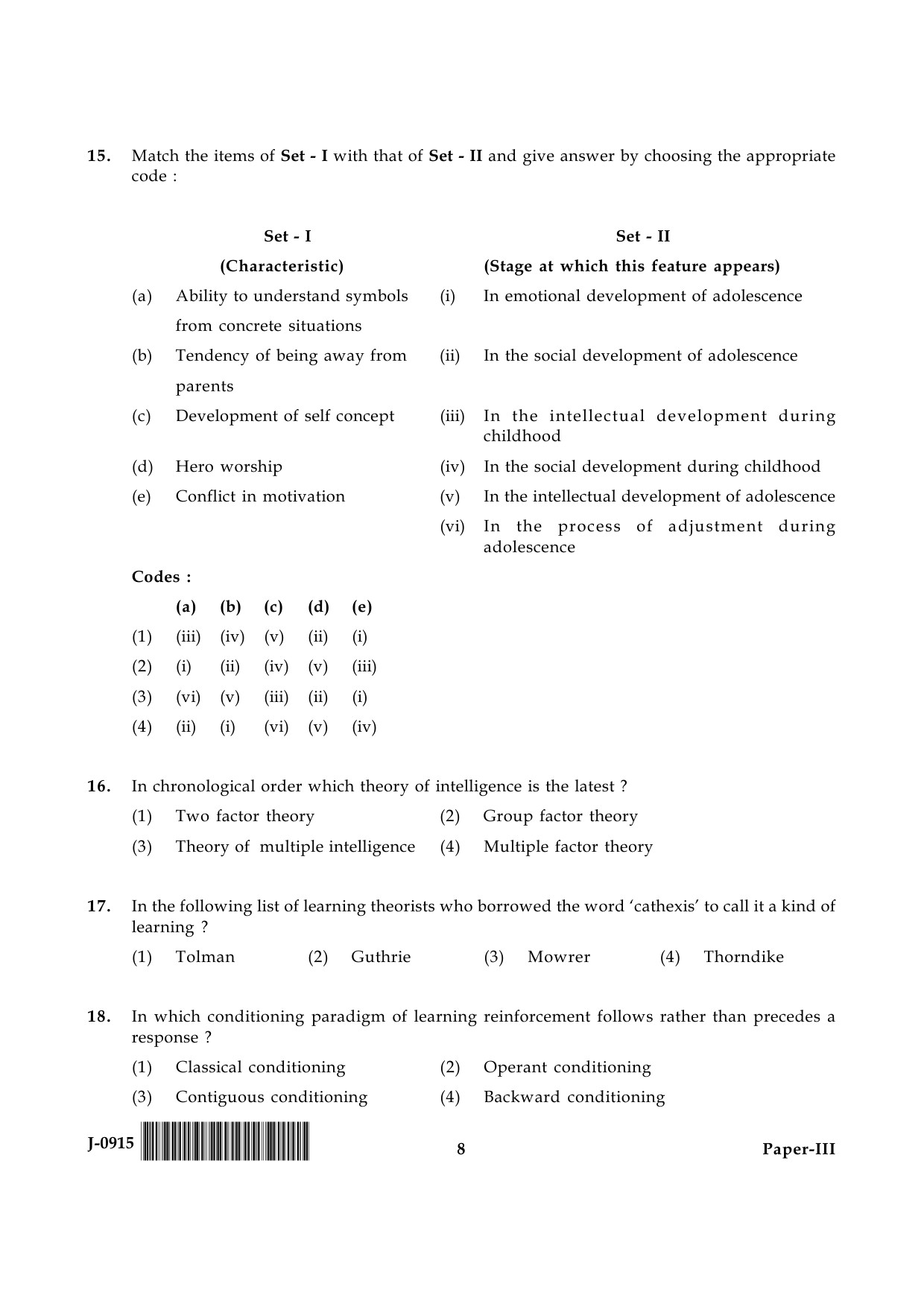 UGC NET Education Question Paper III June 2015 8